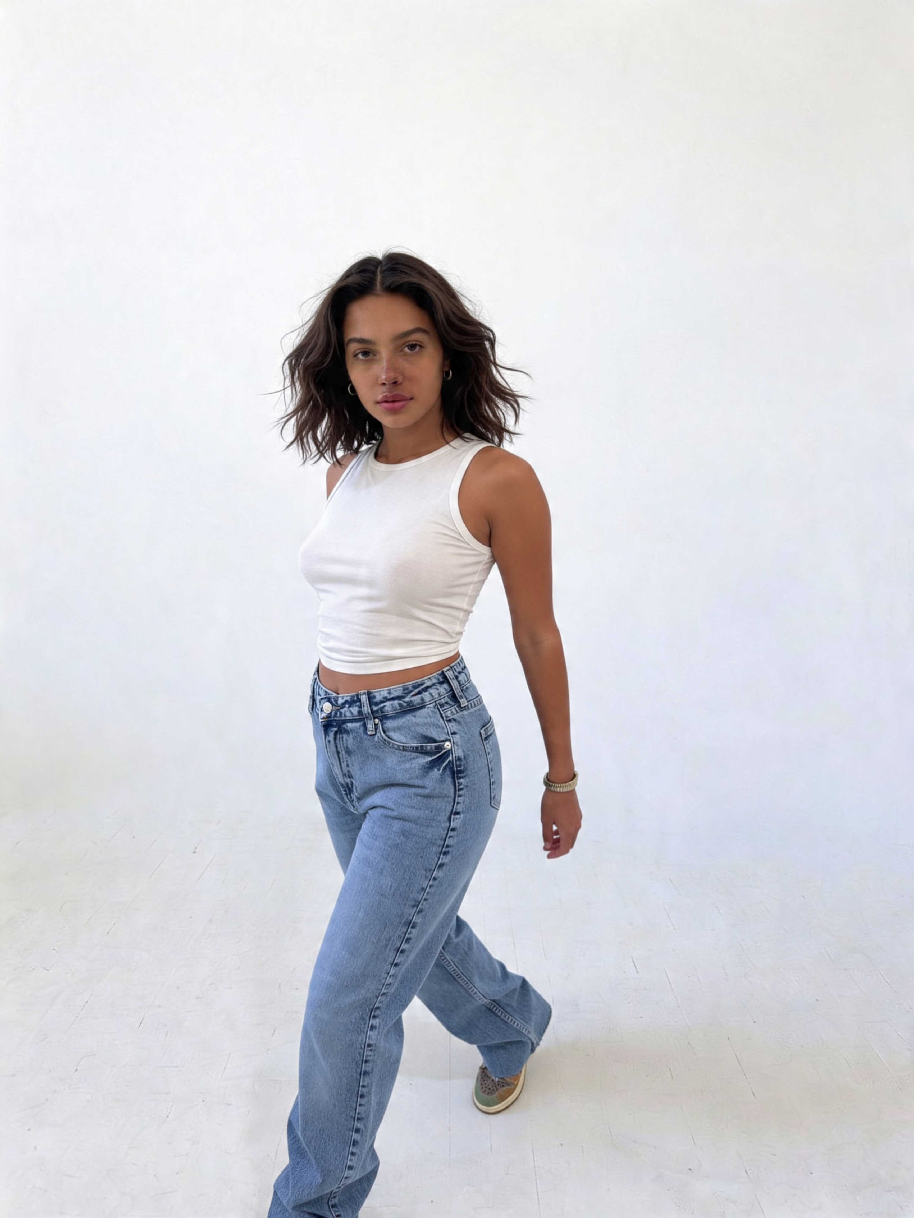 Ultra Comfort Straight – Raw Hem High-Waist Mid Acid Blue Jeans straight CIZARO - Cizaro Jeans