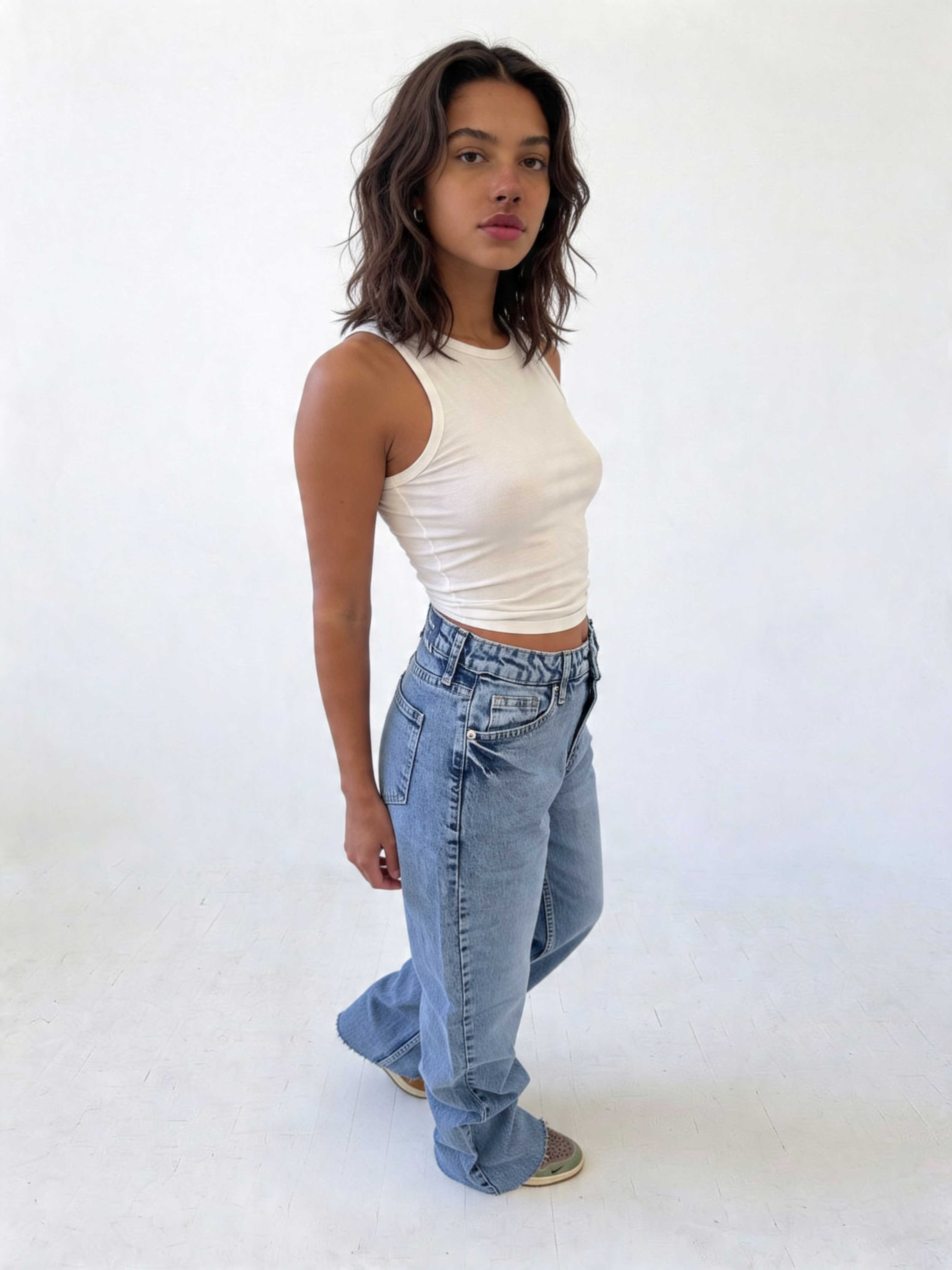 Ultra Comfort Straight – Raw Hem High-Waist Mid Acid Blue Jeans straight CIZARO - Cizaro Jeans