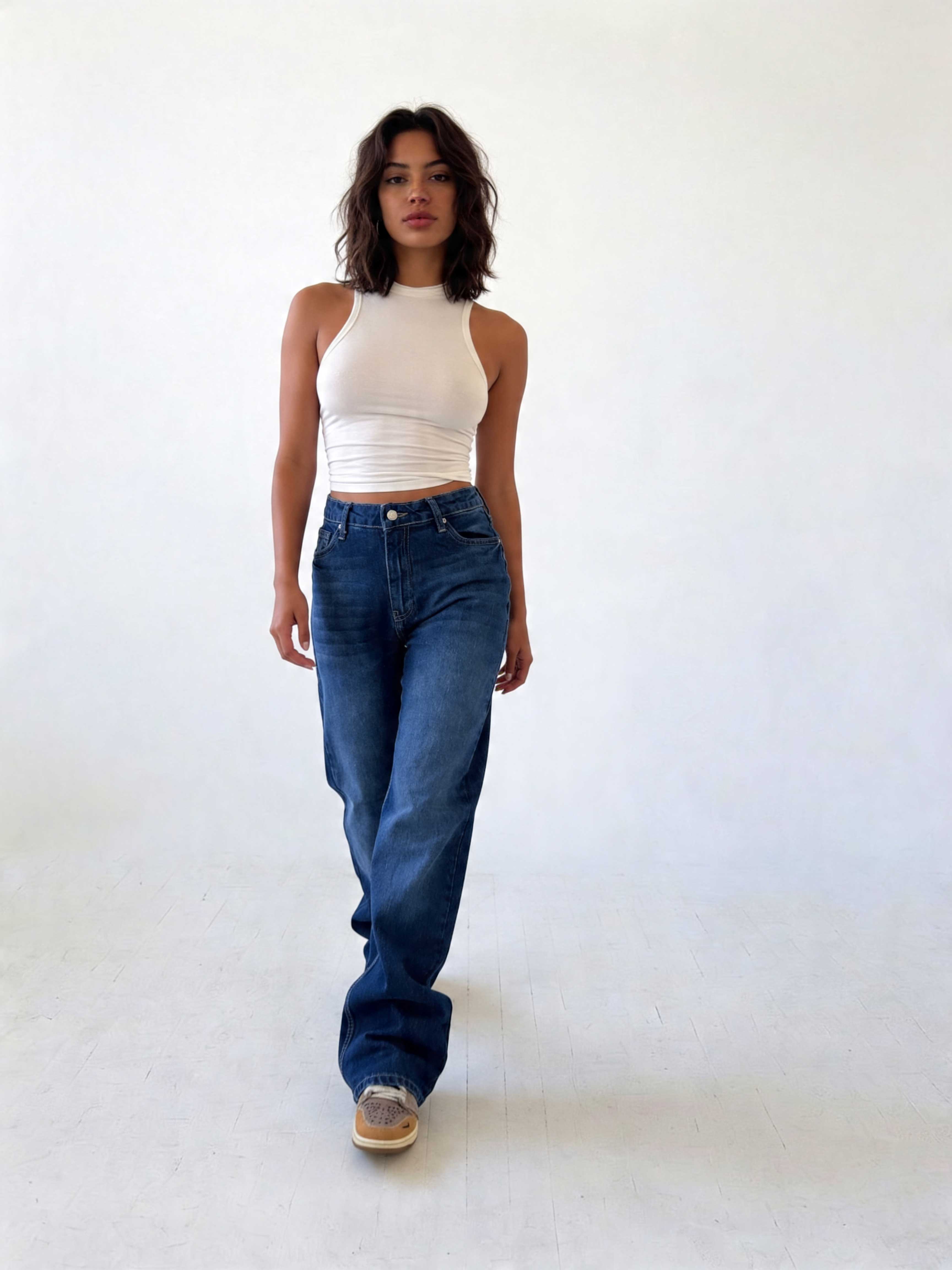 Ultra Comfort Straight – High-Waist Sapphire Ocean Blue Jeans Straight CIZARO - Cizaro Jeans