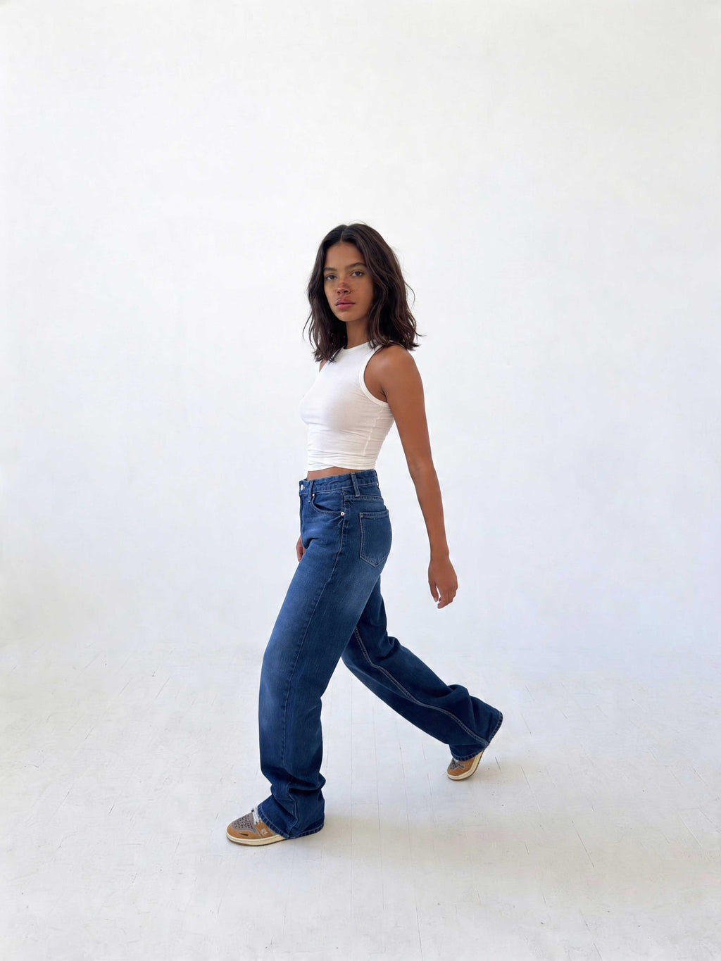 Ultra Comfort Straight – High-Waist Sapphire Ocean Blue Jeans Straight CIZARO - Cizaro Jeans