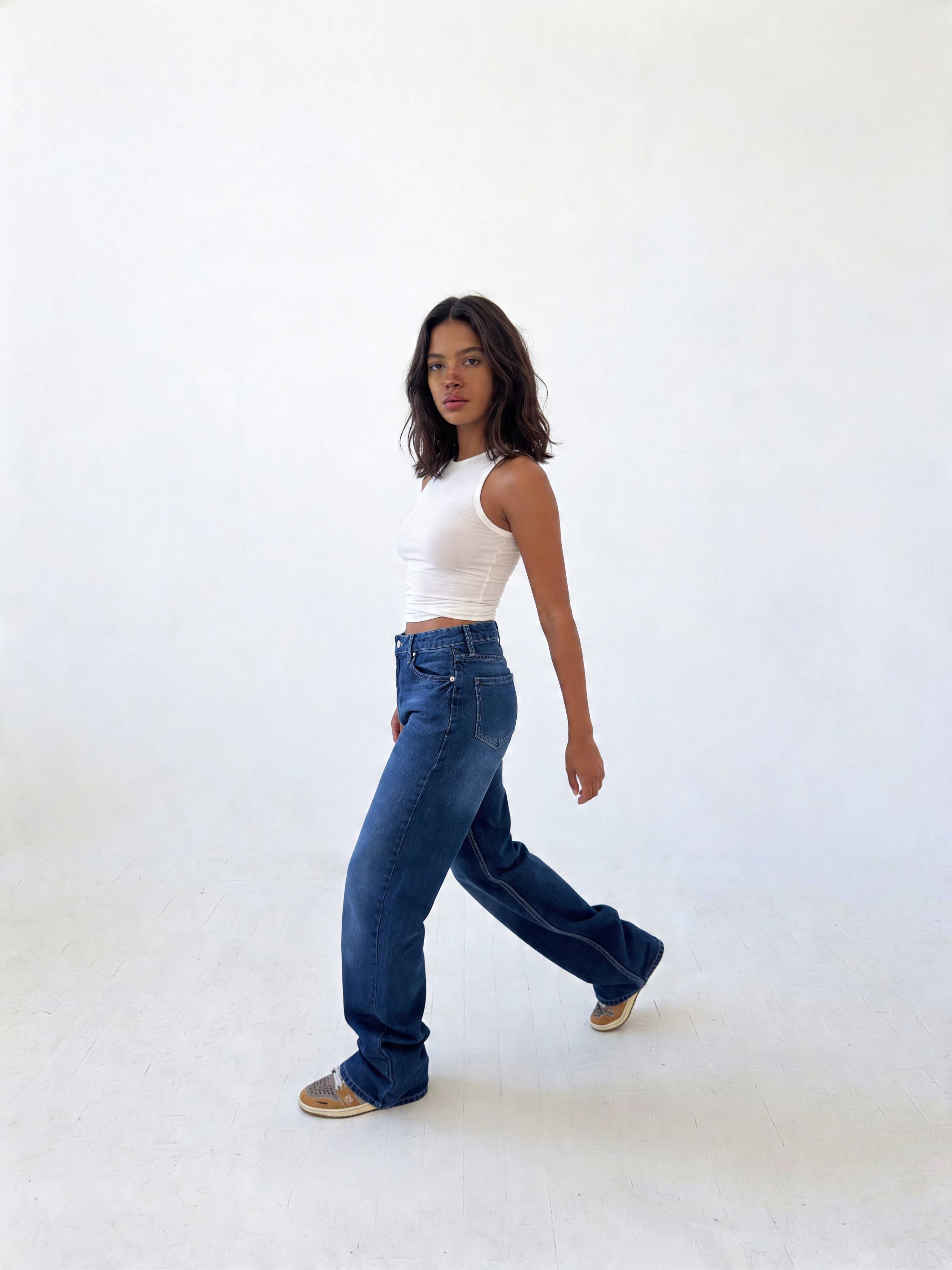 Ultra Comfort Straight – High-Waist Sapphire Ocean Blue Jeans Straight CIZARO - Cizaro Jeans