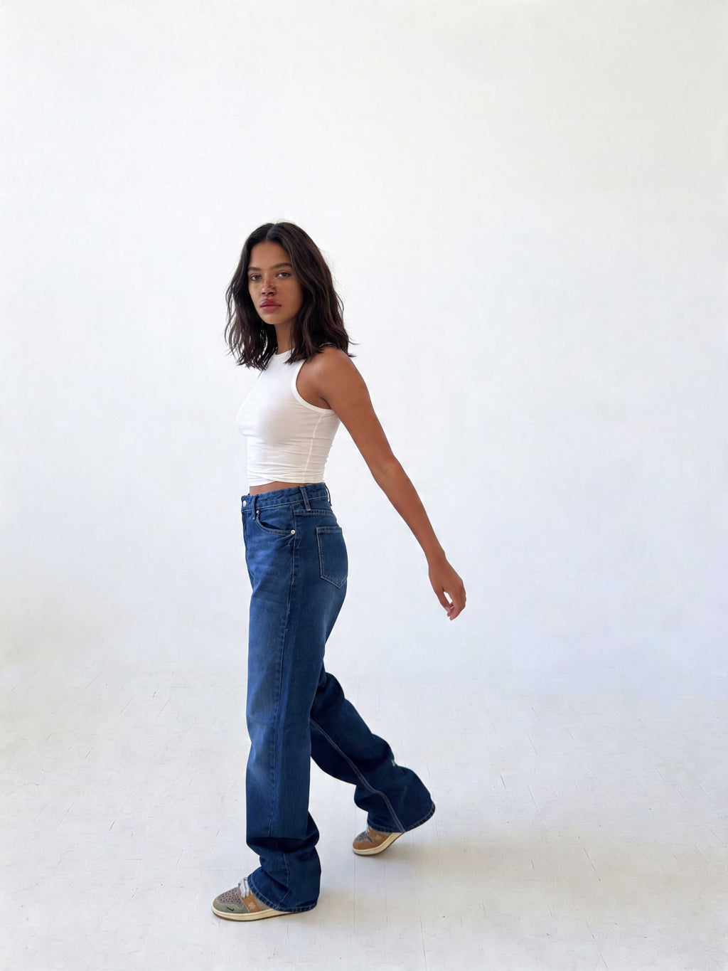 Ultra Comfort Straight – High-Waist Sapphire Ocean Blue Jeans Straight CIZARO - Cizaro Jeans