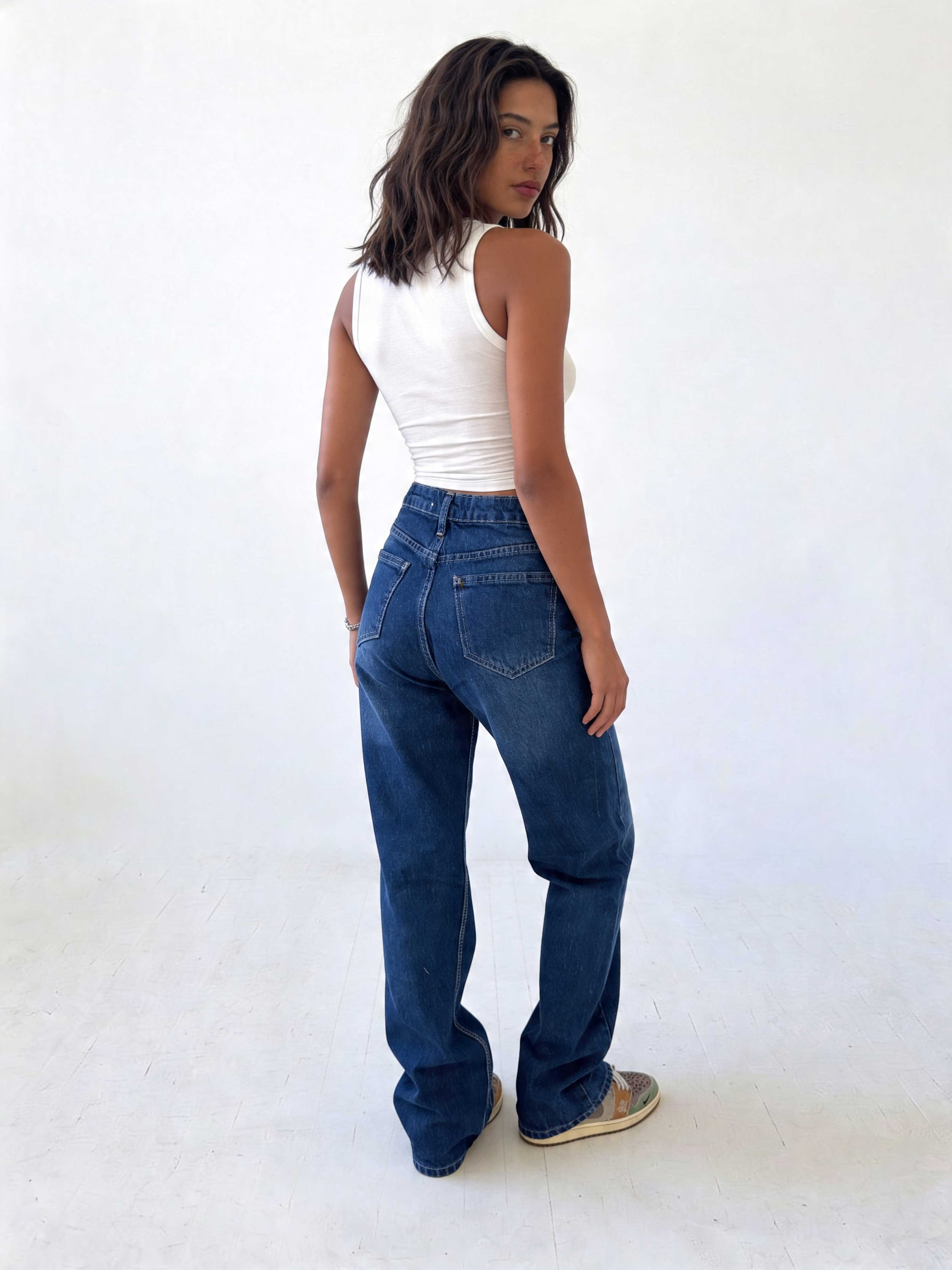 Ultra Comfort Straight – High-Waist Sapphire Ocean Blue Jeans Straight CIZARO - Cizaro Jeans