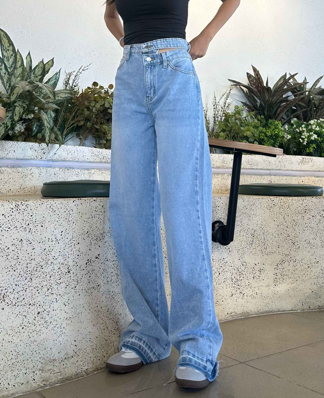 Straight Leg - Light Blue Double Waisted. Straight Leg CIZARO    - Cizaro Jeans