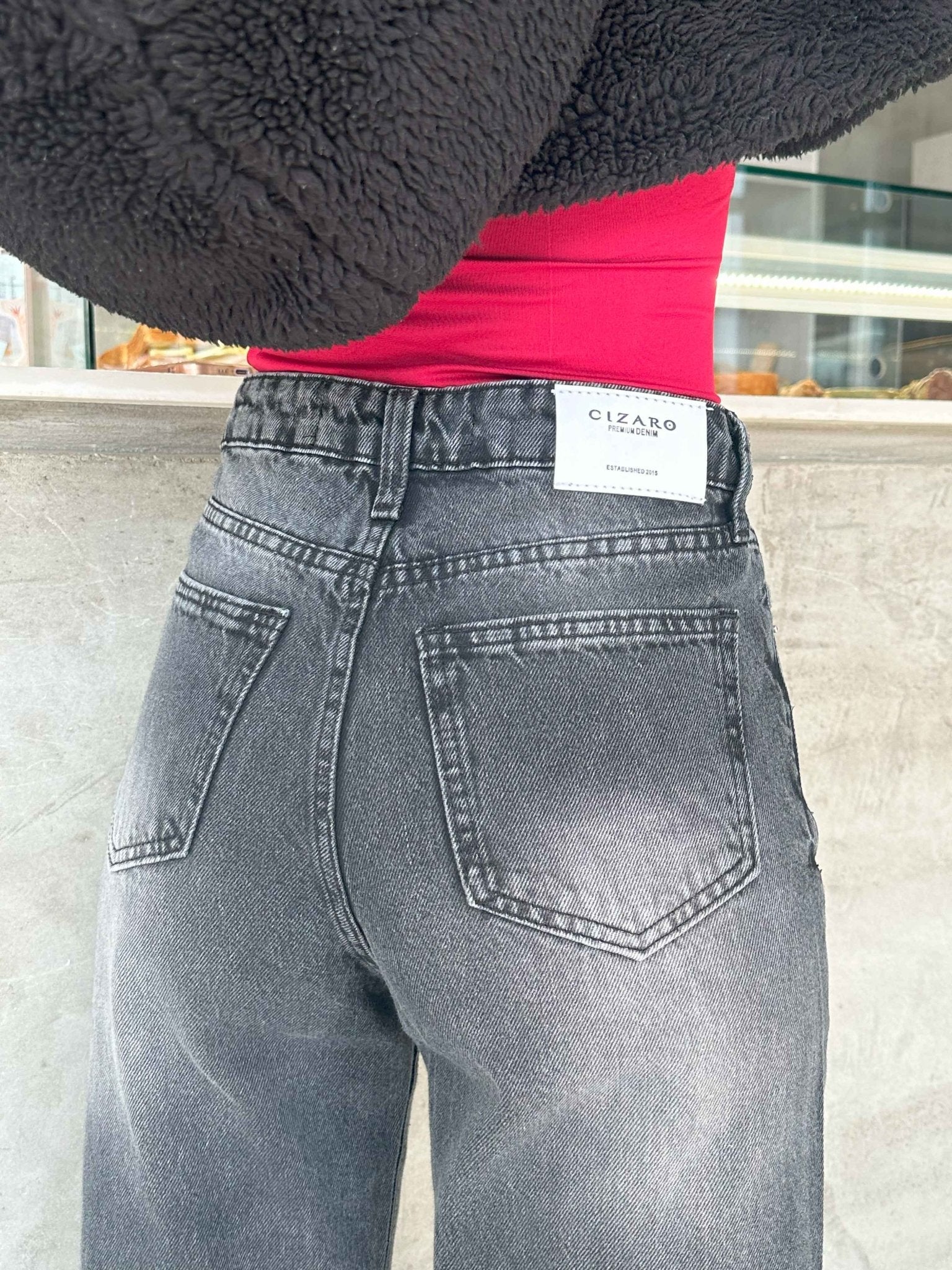 Straight Leg - Faded Grey Jeans. Straight Leg CIZARO    - Cizaro Jeans