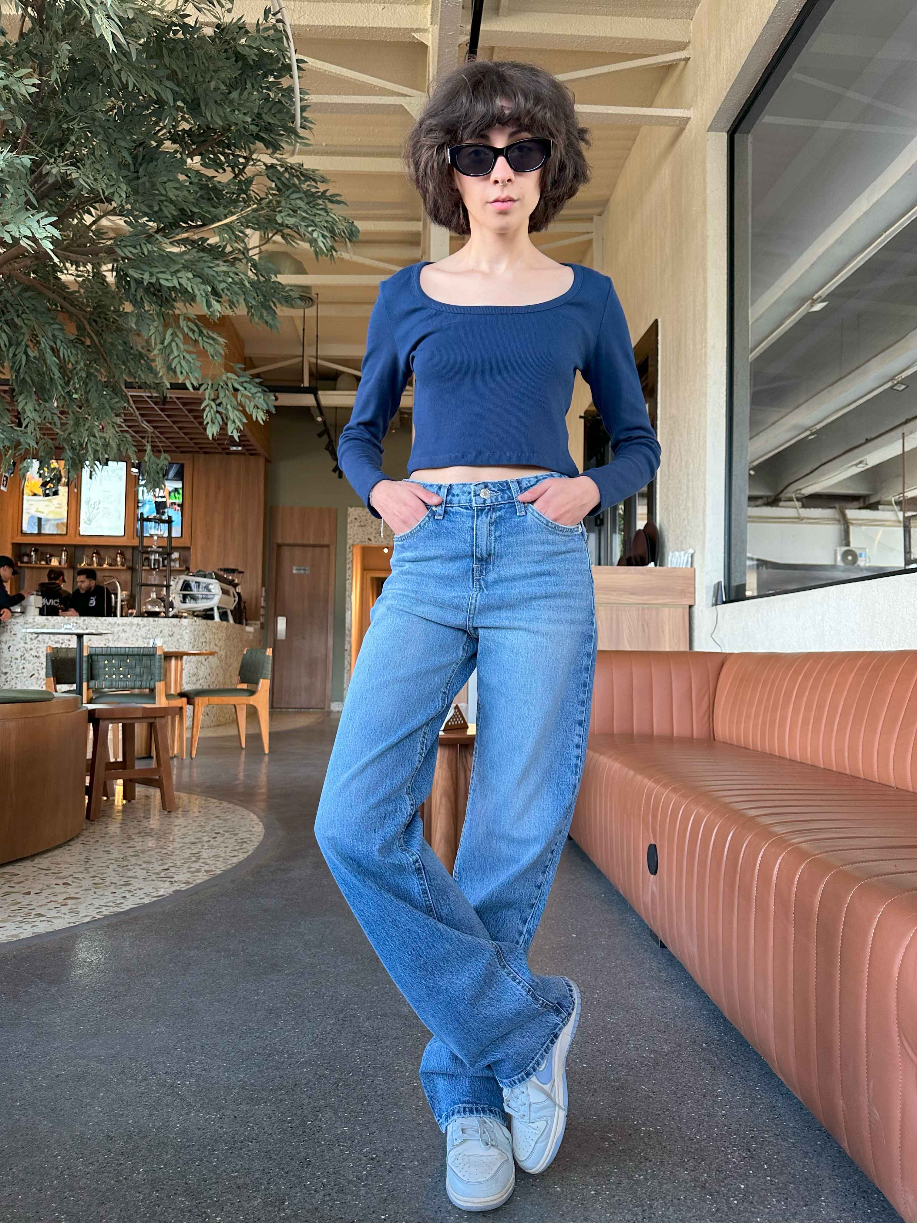 Ultra Comfort - Washed Blue Straight-Cut Jeans