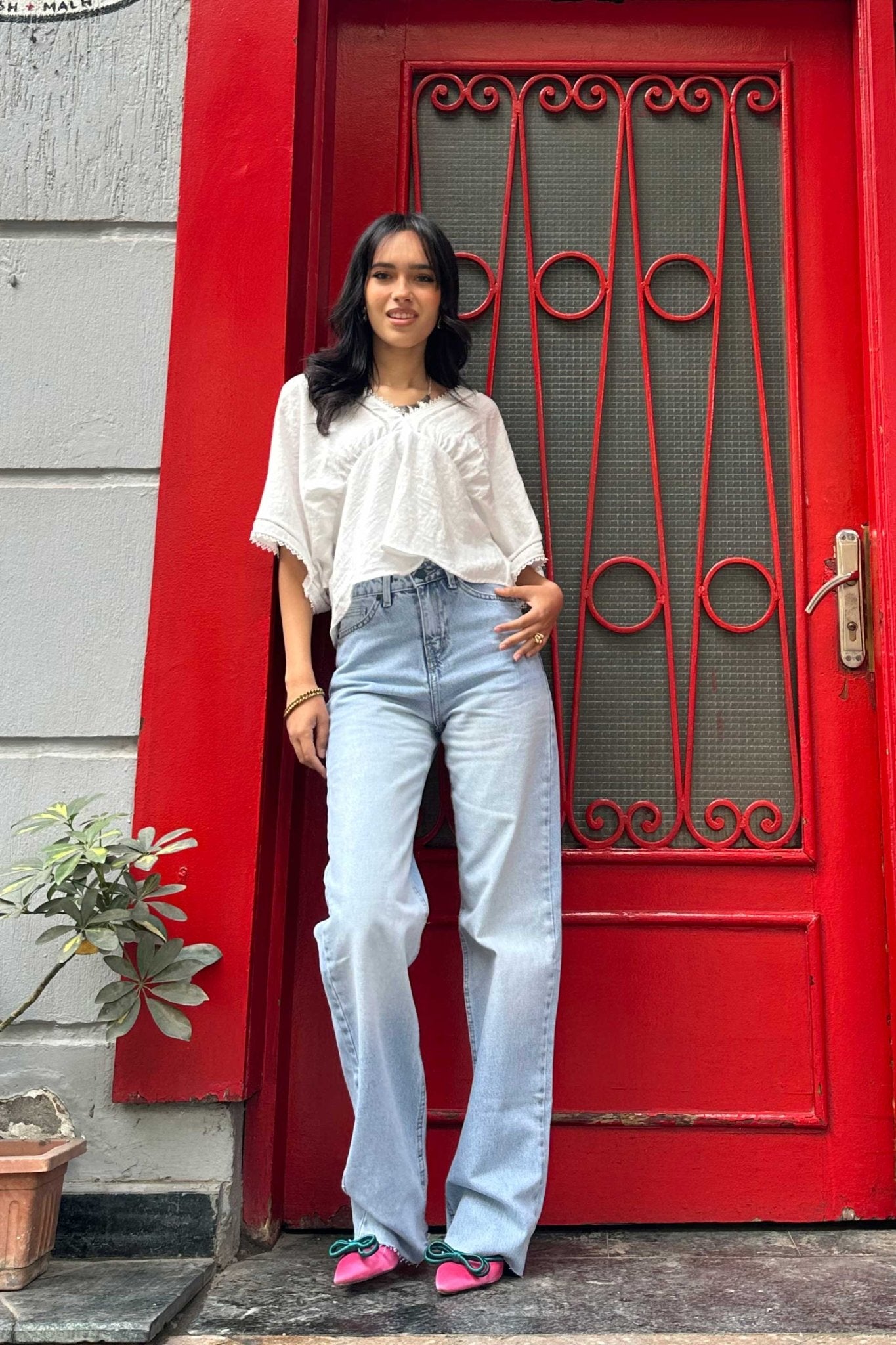 Straight-Leg - High-Waist Light Blue Jeans Straight-Leg CIZARO - Cizaro Jeans