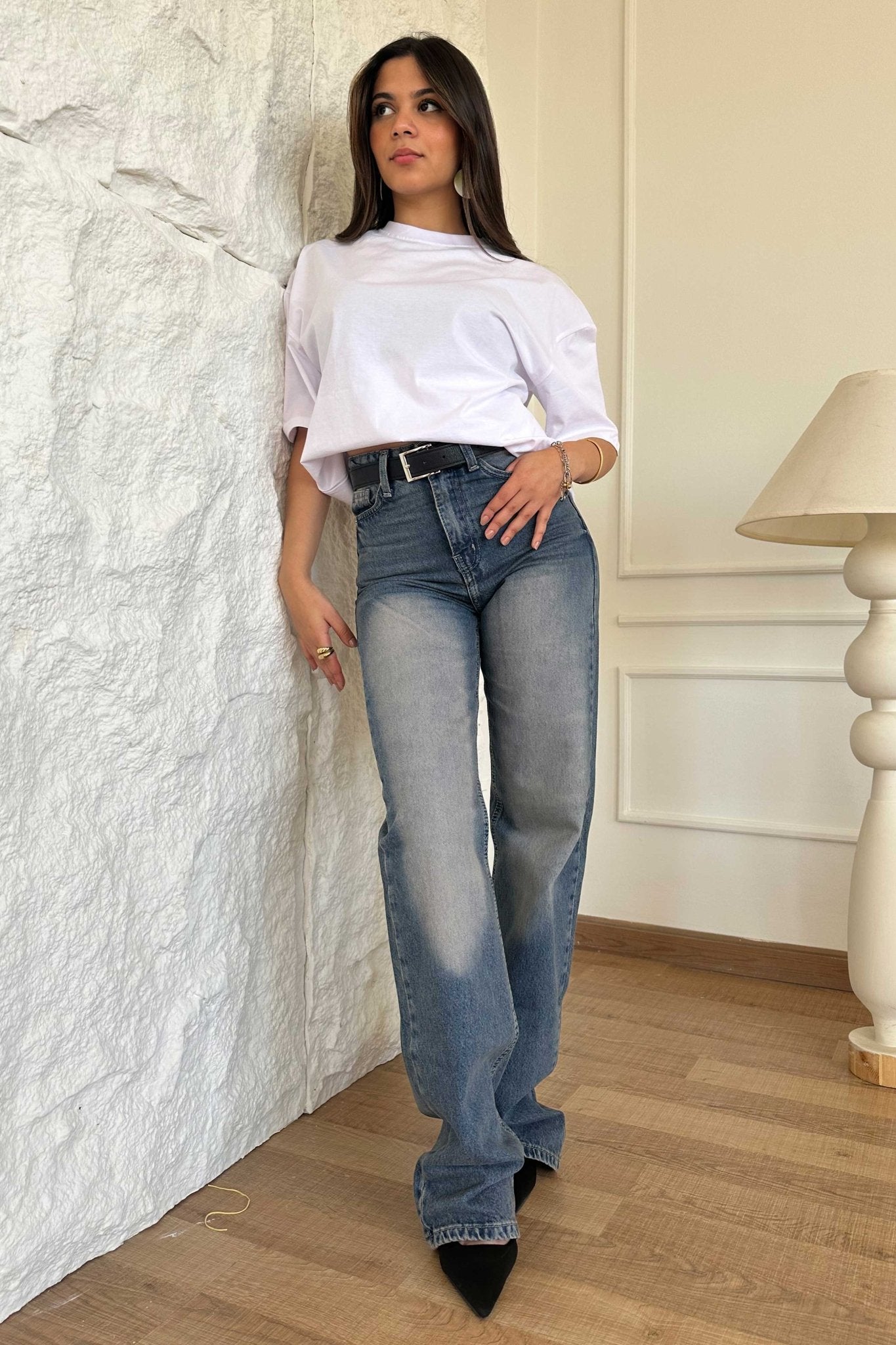 Straight-Leg - High-Waist Vintage Blue Jeans Straight-Leg CIZARO - Cizaro Jeans