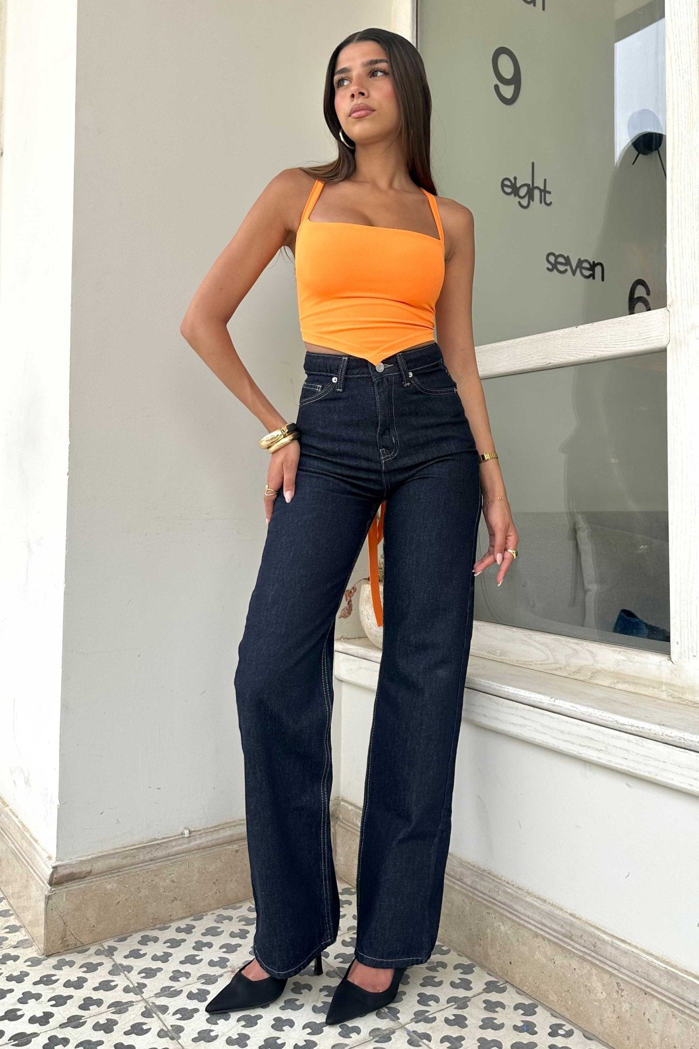 Straight-Leg | High-Waist Raw Denim Wash Jeans Straight-Leg CIZARO - Cizaro Jeans
