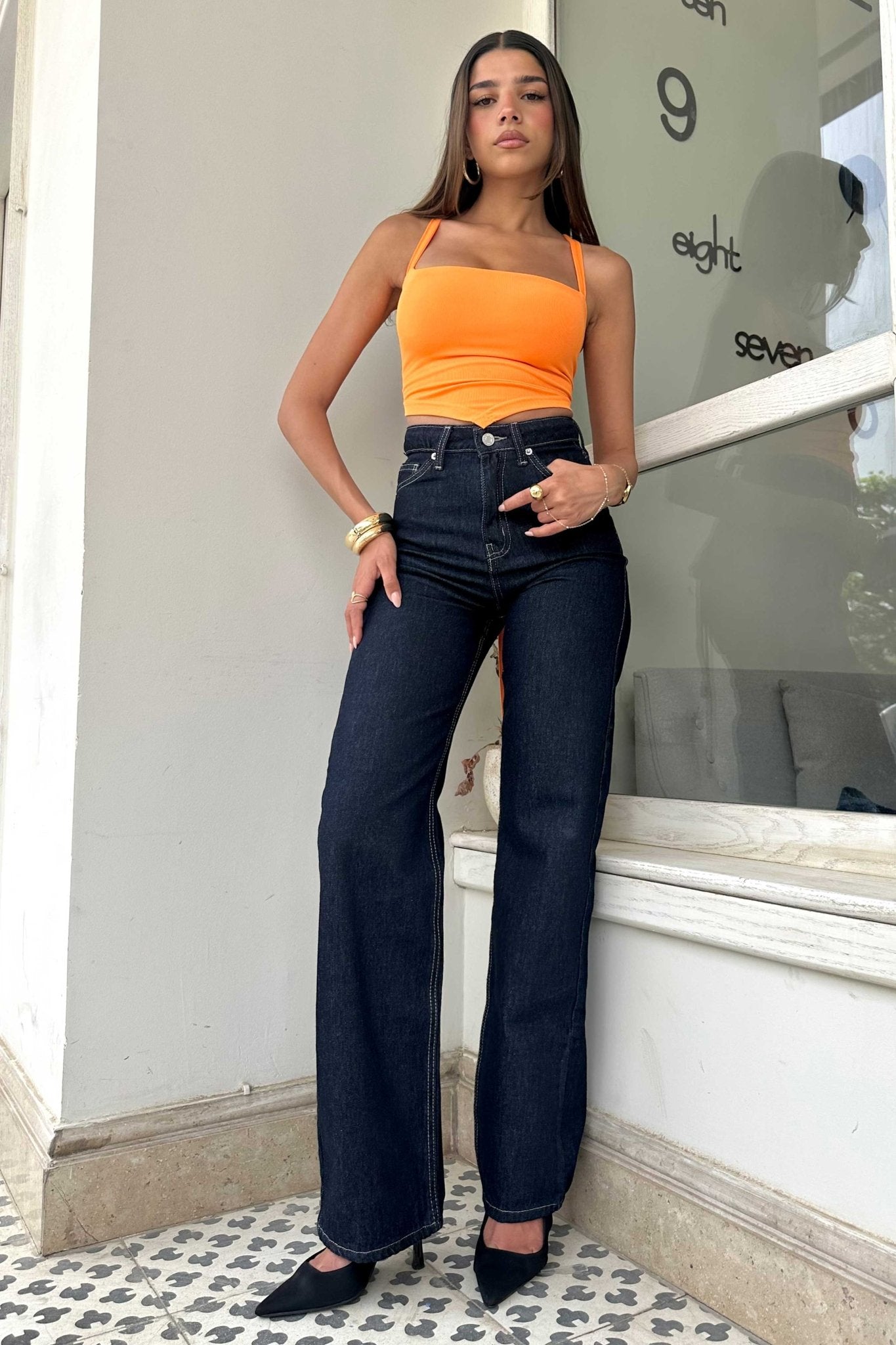 Straight-Leg | High-Waist Raw Denim Wash Jeans Straight Leg CIZARO - Cizaro Jeans