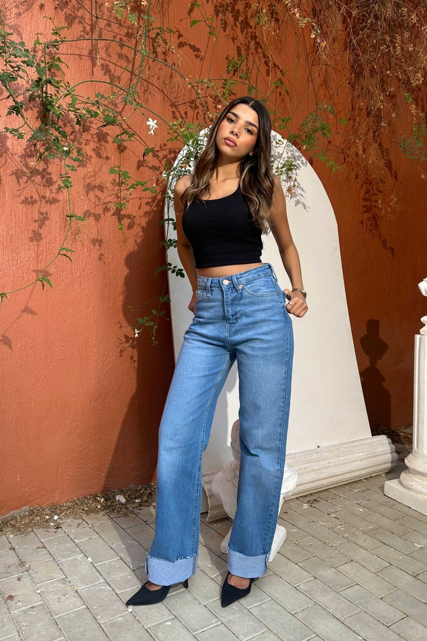 Ultra Comfort | Straight-Leg - Mid-Waist Med Blue Jeans Straight CIZARO - Cizaro Jeans