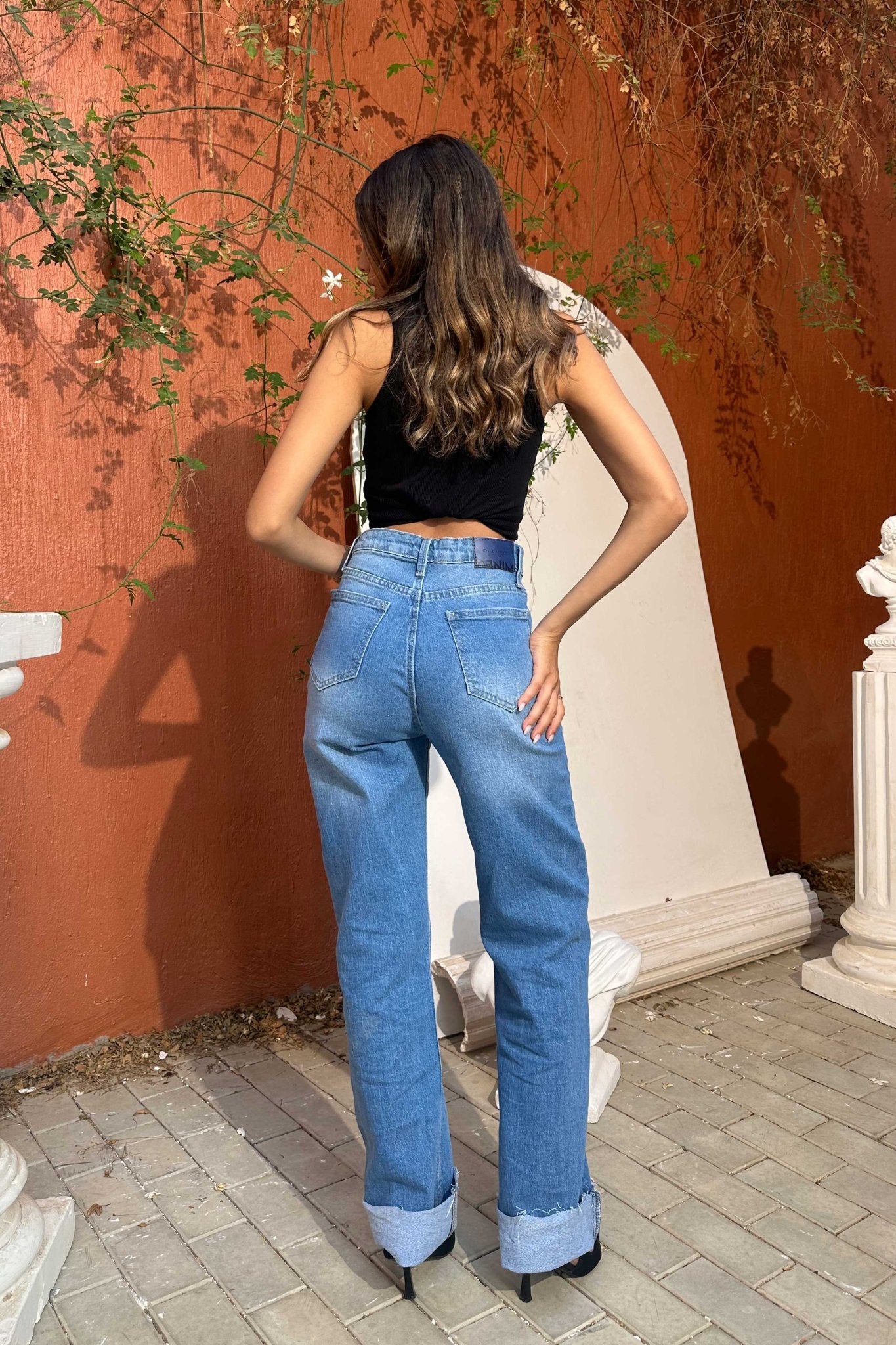 Ultra Comfort | Straight-Leg - Mid-Waist Med Blue Jeans Straight CIZARO - Cizaro Jeans