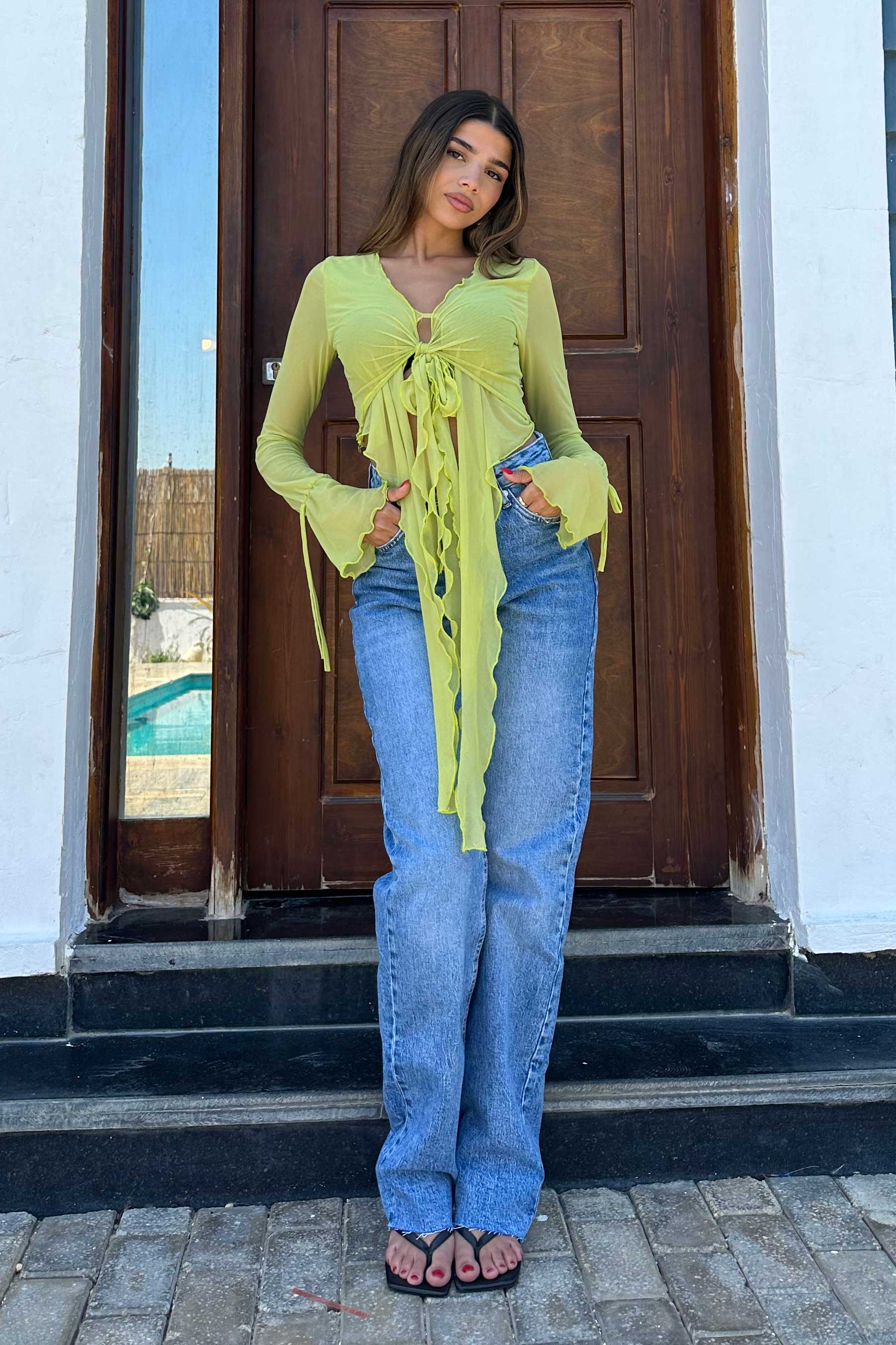 Ultra-Comfort | Straight-Leg - High-Waist Medium Acid Wash Blue Jeans with Raw Hem Straight CIZARO - Cizaro Jeans