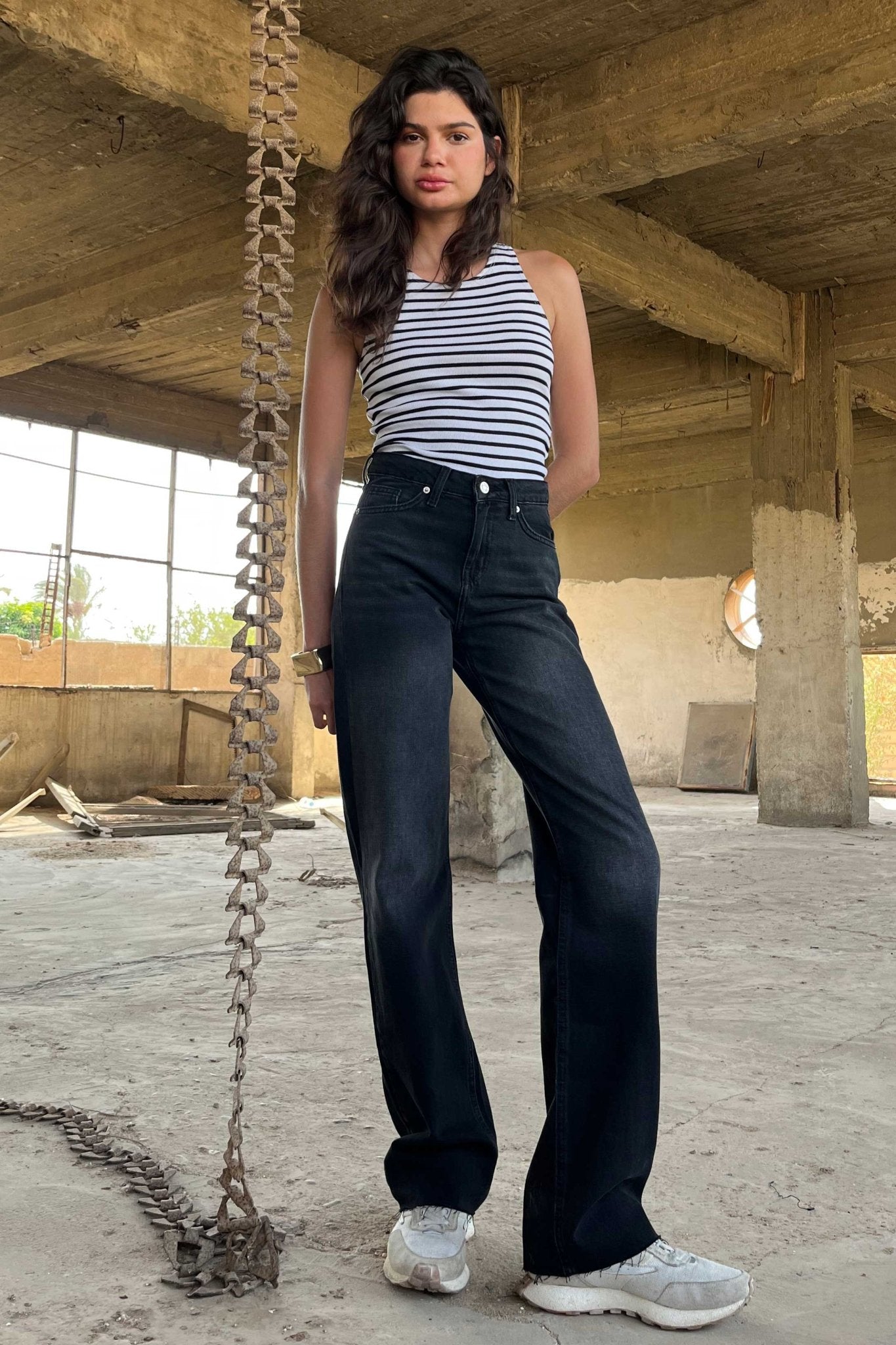 Straight - High-Waist Washed Black Jeans straight CIZARO - Cizaro Jeans