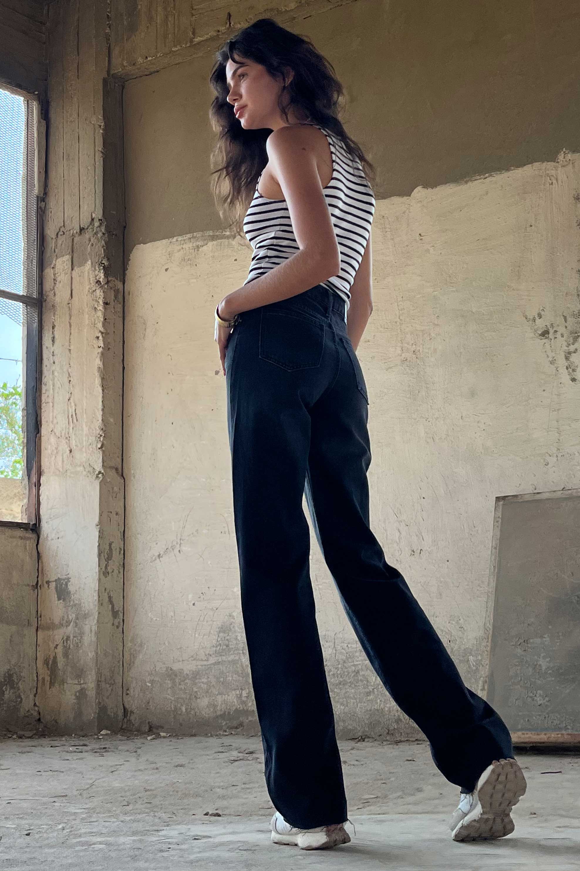 Straight - High-Waist Washed Black Jeans straight CIZARO - Cizaro Jeans