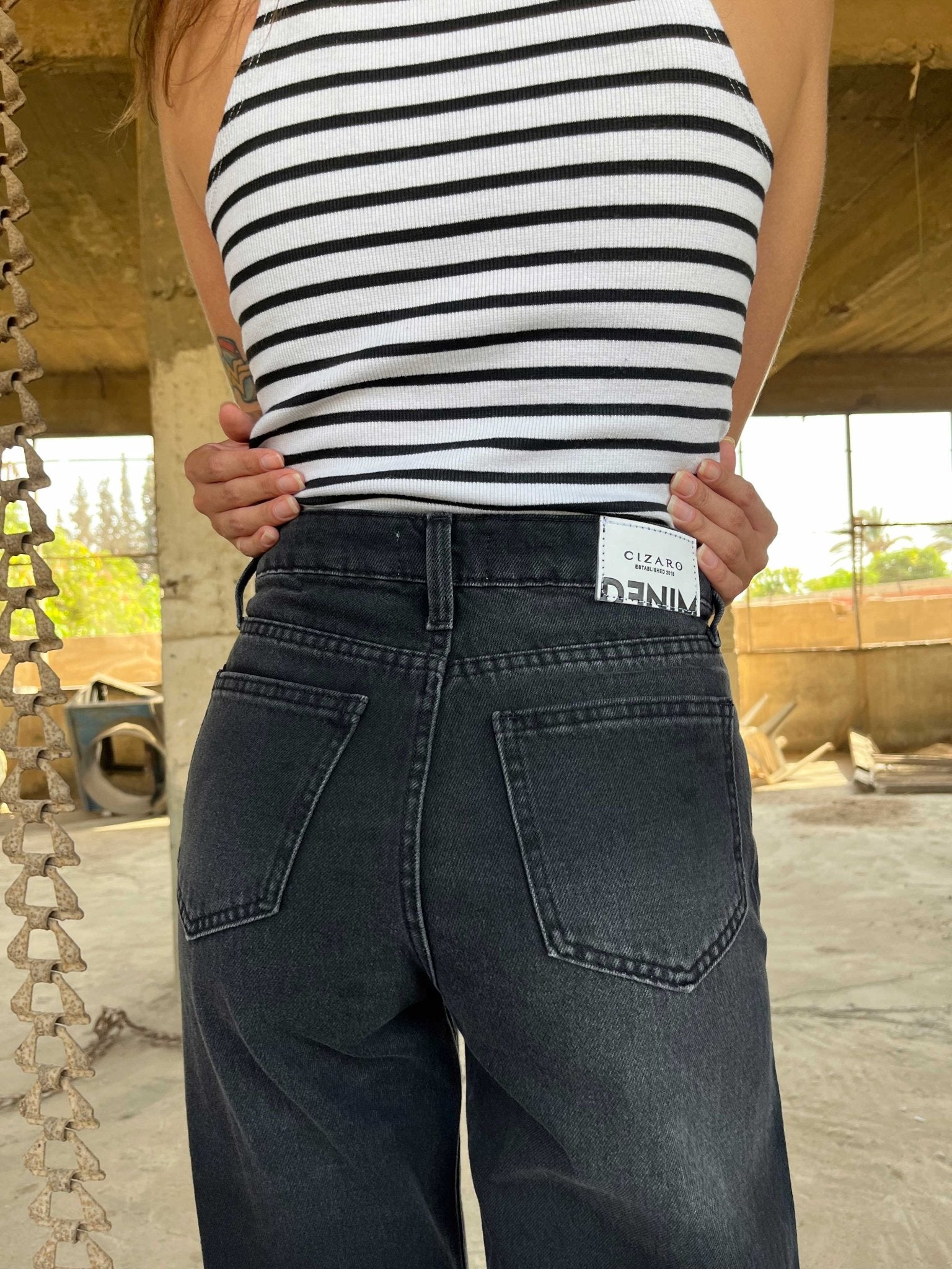 Straight - High-Waist Washed Black Jeans straight CIZARO - Cizaro Jeans
