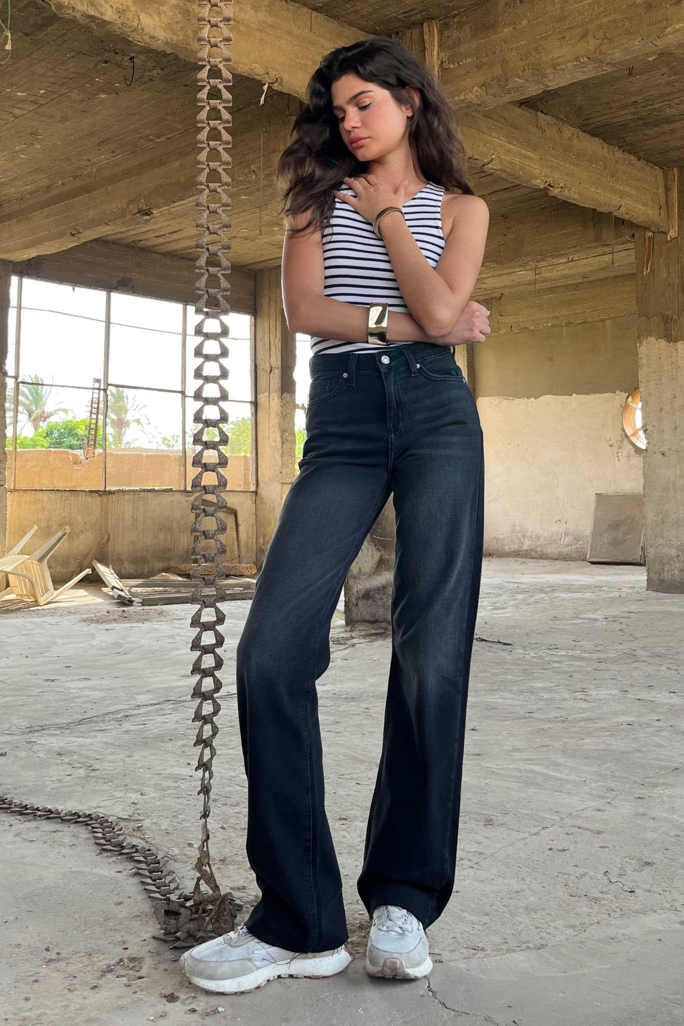Straight - High-Waist Washed Black Jeans straight CIZARO - Cizaro Jeans