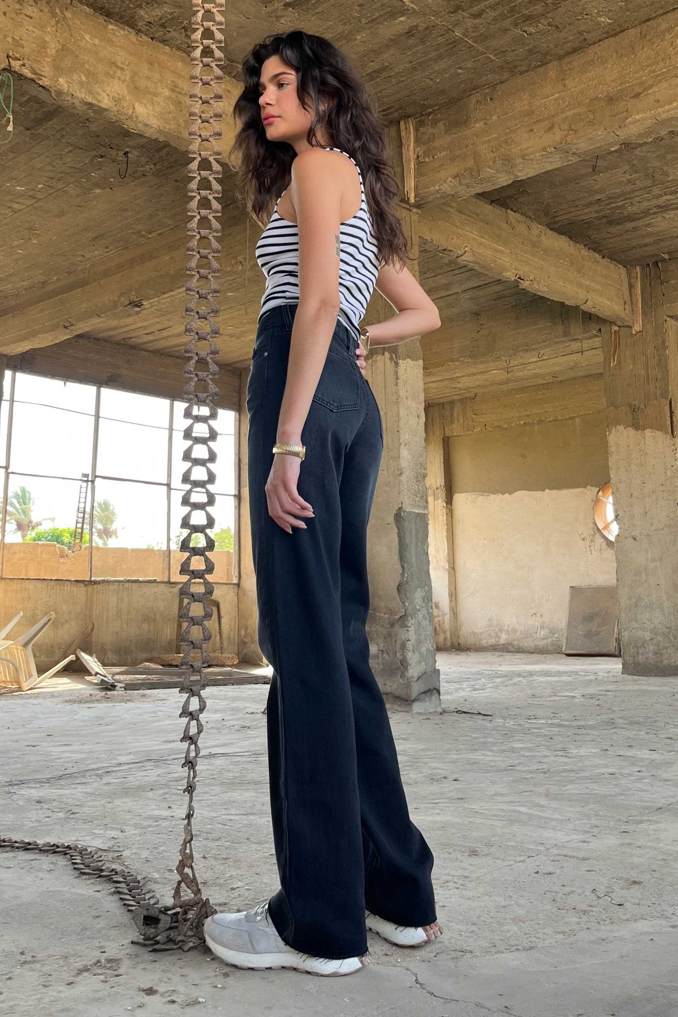 Straight - High-Waist Washed Black Jeans straight CIZARO - Cizaro Jeans