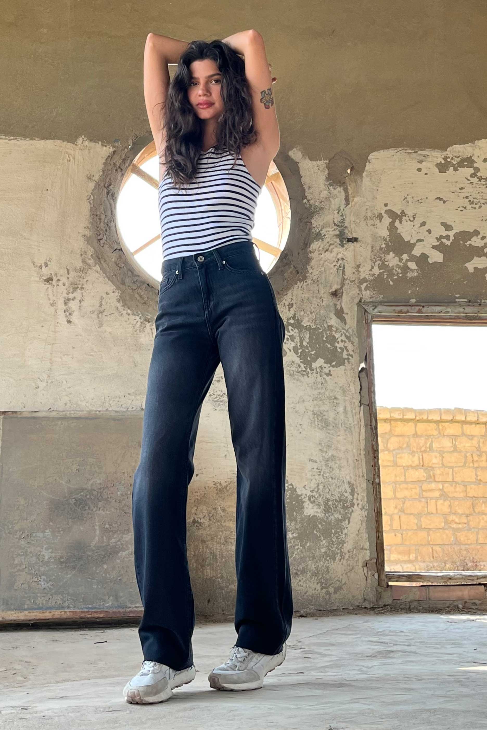 Straight - High-Waist Washed Black Jeans straight CIZARO - Cizaro Jeans