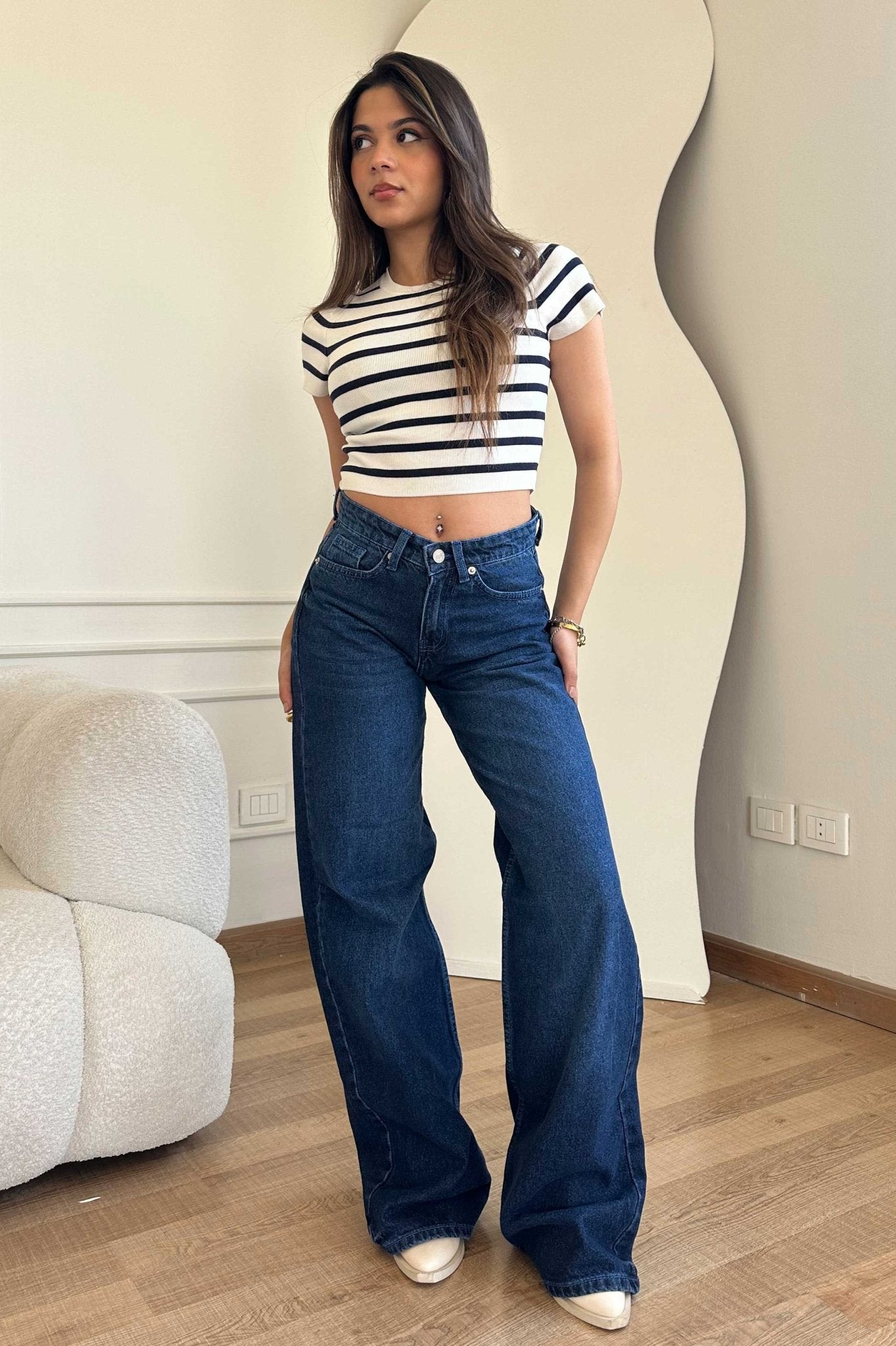 Straight-Leg - Medium-Waist Dark Indigo Jeans Straight-Leg CIZARO - Cizaro Jeans