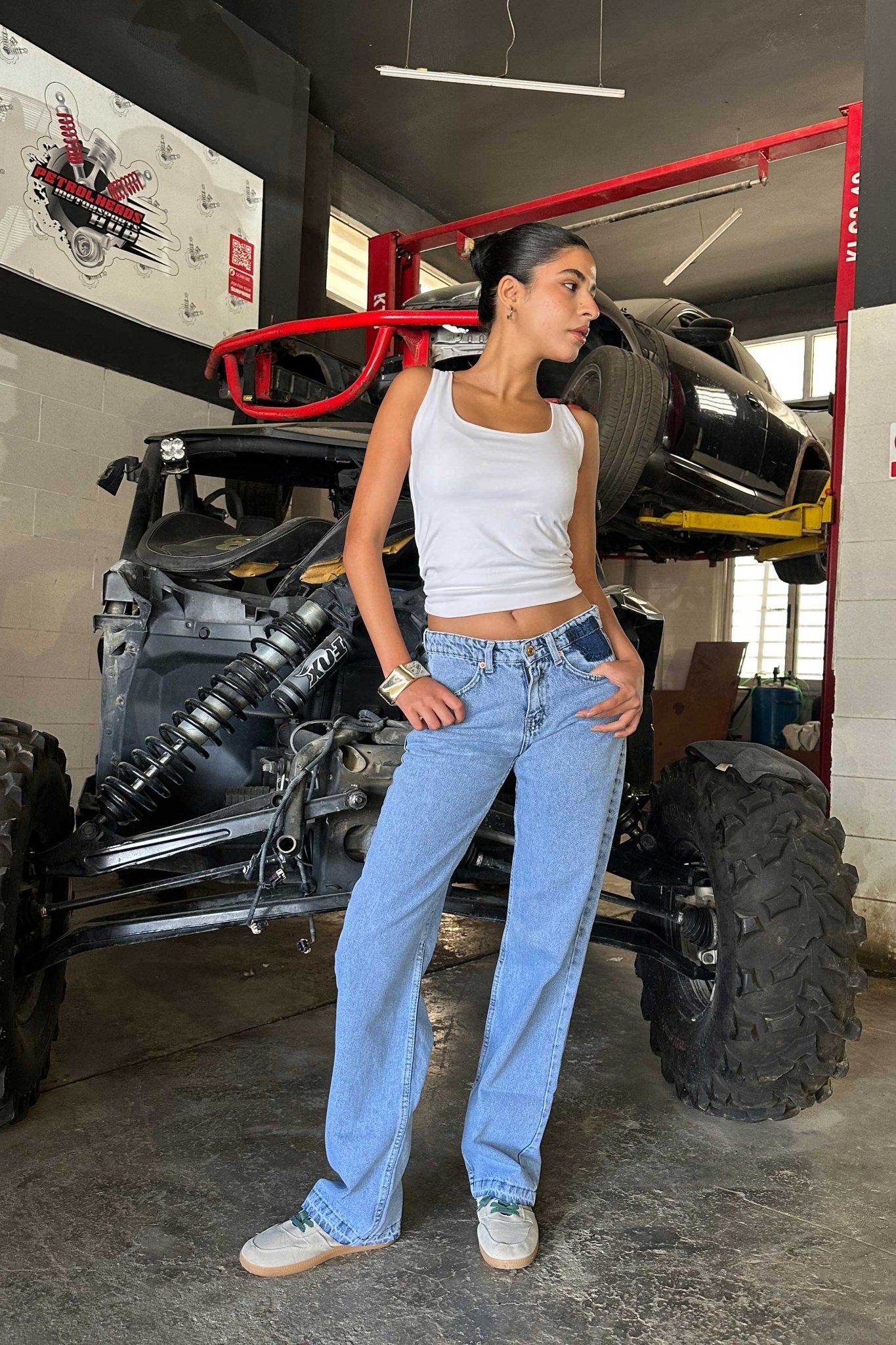 Straight Wide-Leg - Low Waist Light Blue Acid Wash Jeans