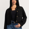 Cropped Suede Jacket – Black