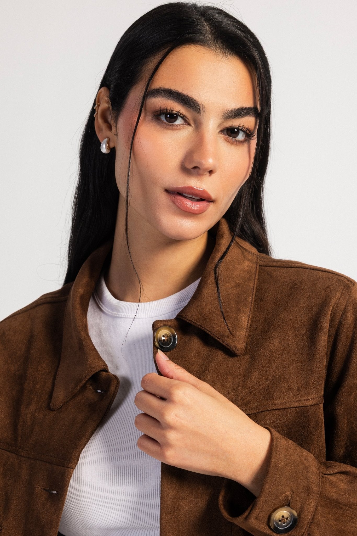Cropped Suede Jacket – Chocolate Brown Jacket CIZARO - Cizaro Jeans
