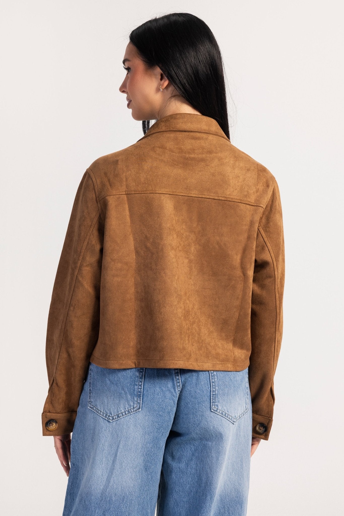 Cropped Suede Jacket – Honey Brown Jacket CIZARO - Cizaro Jeans