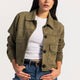 Cropped Suede Jacket – Olive