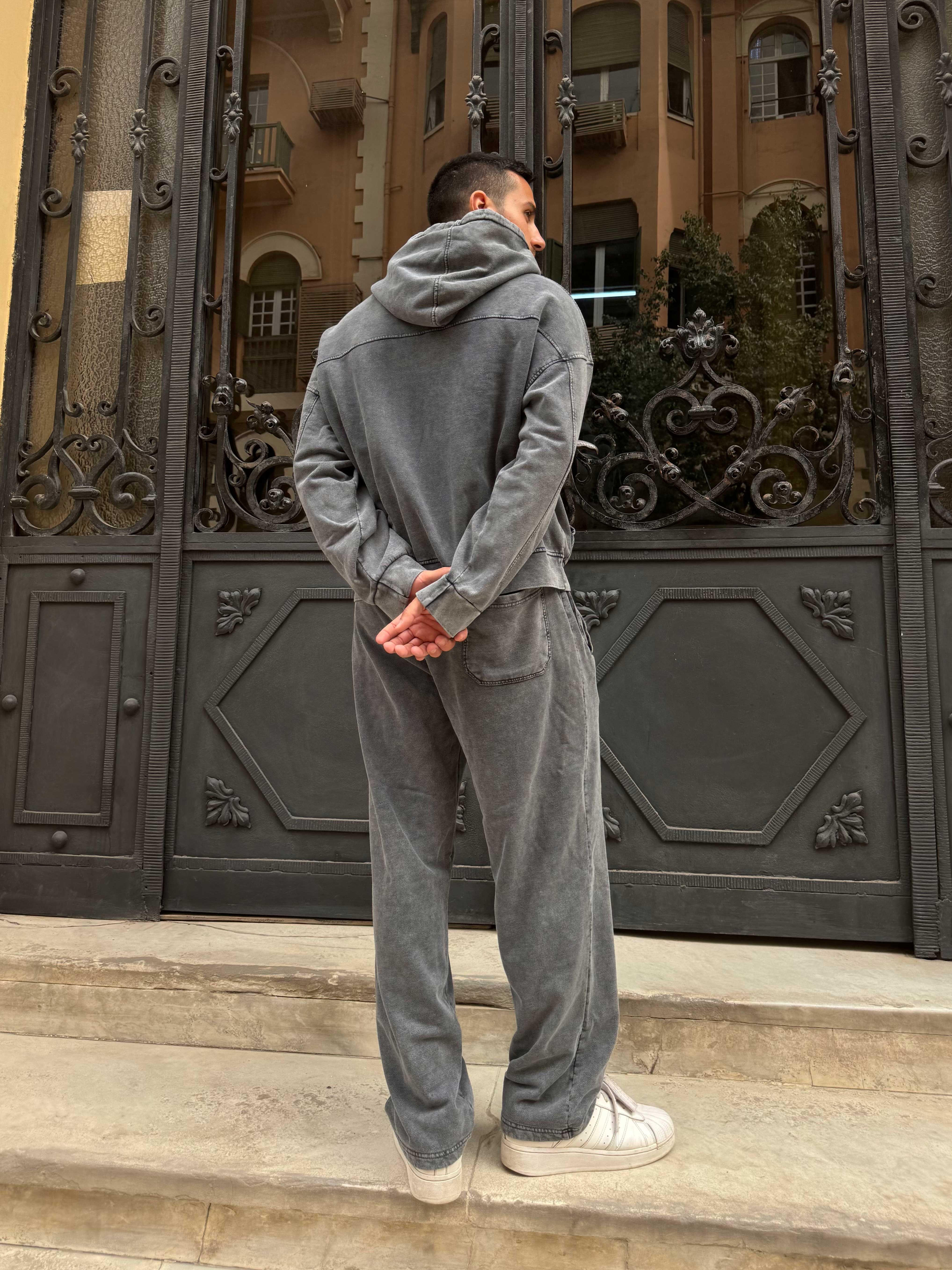 Sweatpants – Wide-Leg Washed Grey Sweat pant - Wide leg CIZARO - Cizaro Jeans