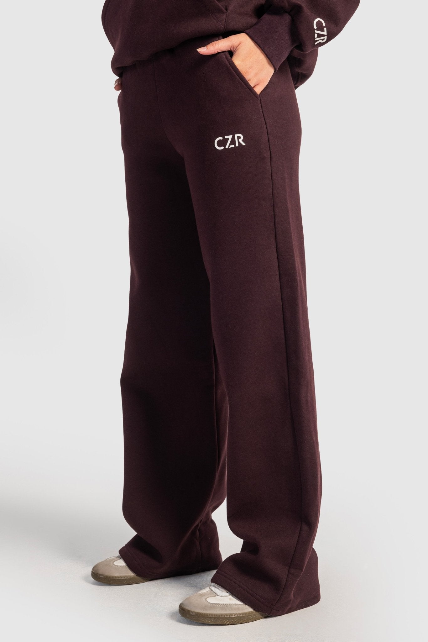 Wide-Leg Sweatpants In Burgundy pant CIZARO - Cizaro Jeans