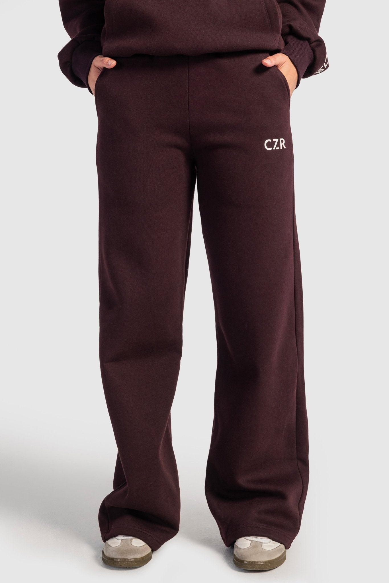 Wide-Leg Sweatpants In Burgundy pant CIZARO - Cizaro Jeans