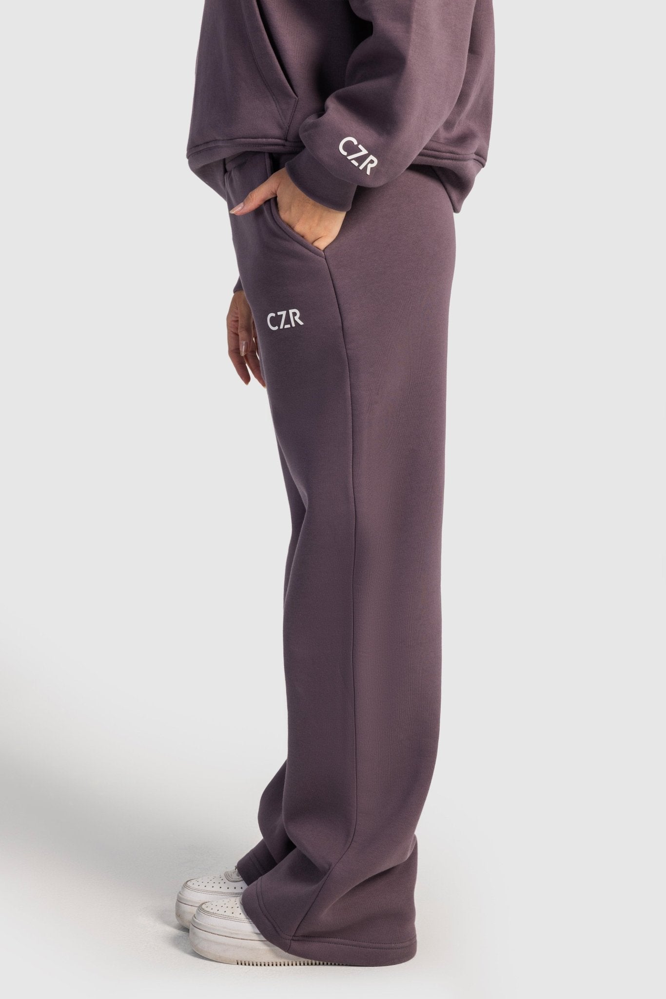 Wide-Leg Sweatpants In Dark Mauve sweatpant CIZARO - Cizaro Jeans