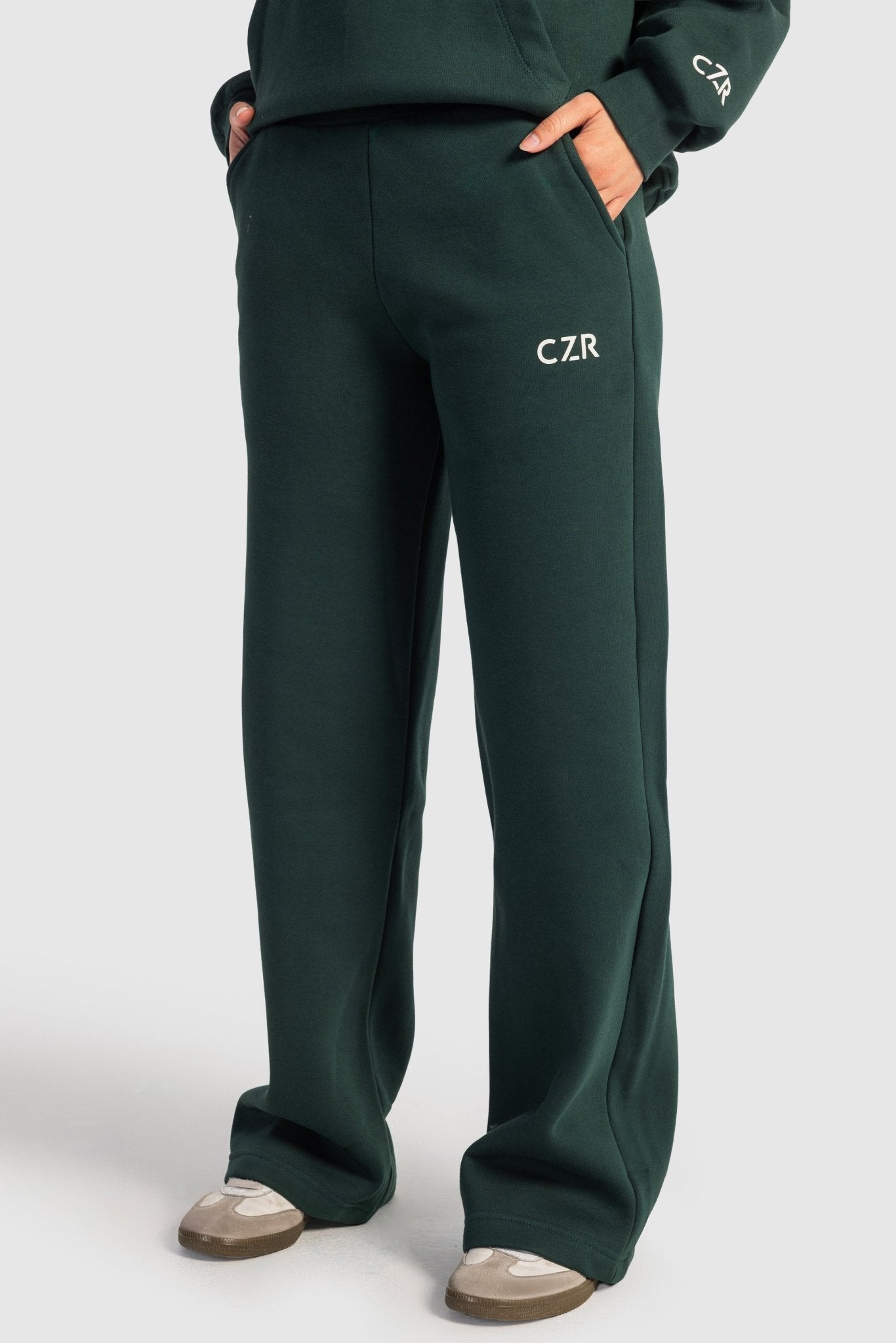 Wide-Leg Sweatpants In Midnight Green pant CIZARO - Cizaro Jeans