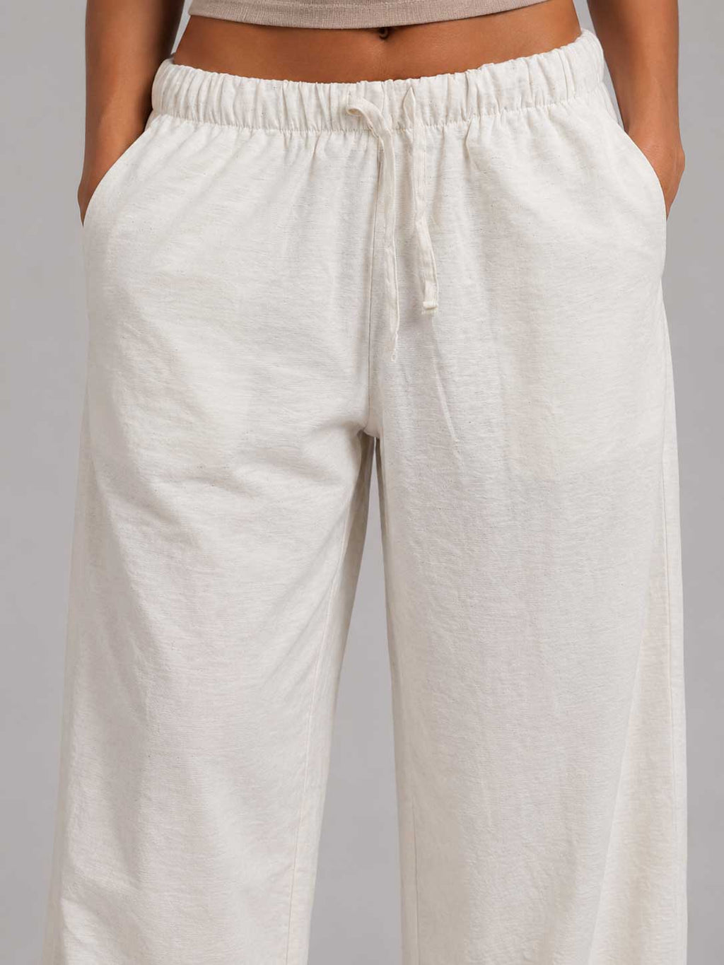Wide Linen Trousers – Off White Trousers CIZARO - Cizaro Jeans