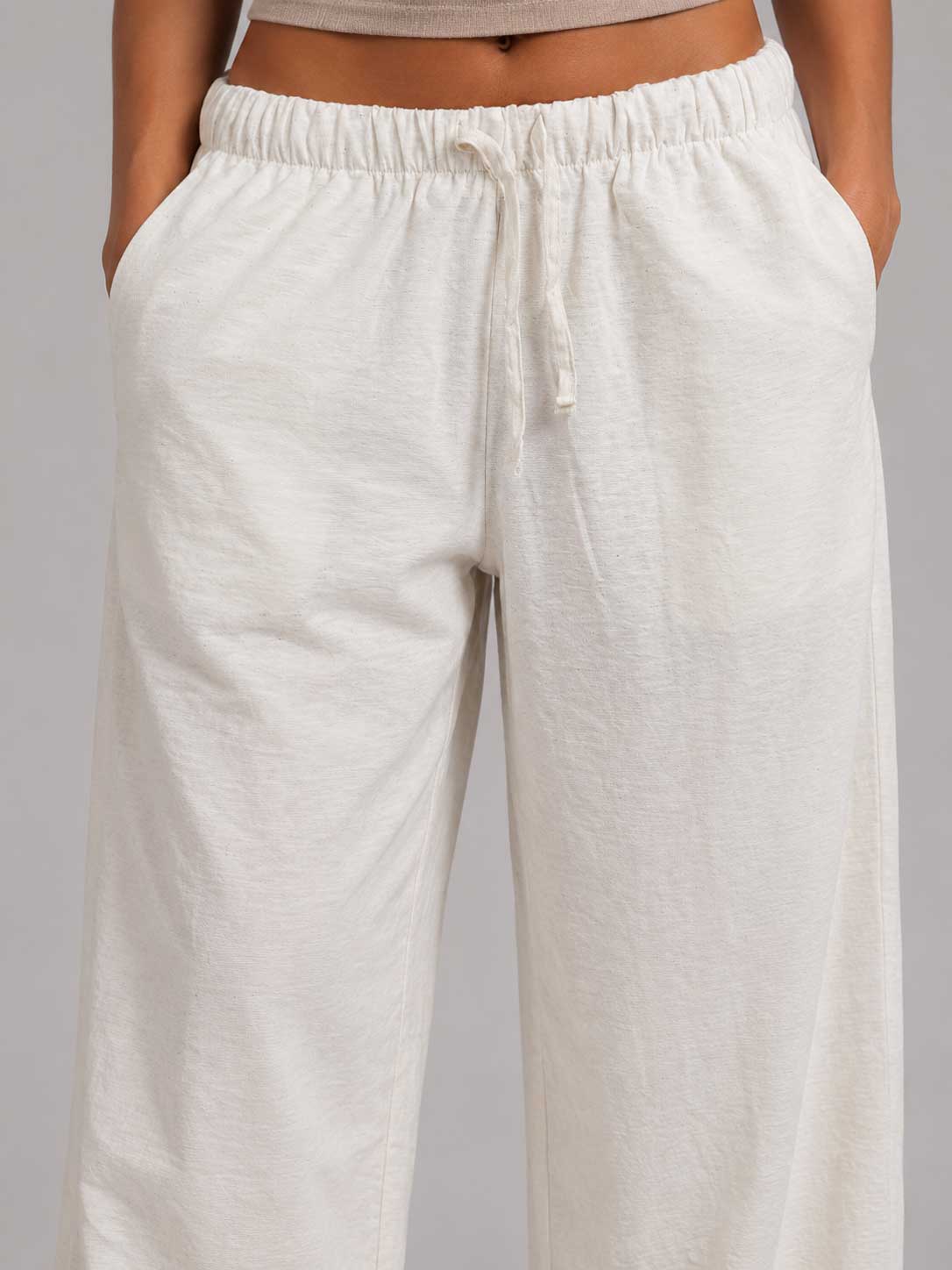 Wide Linen Trousers – Off White