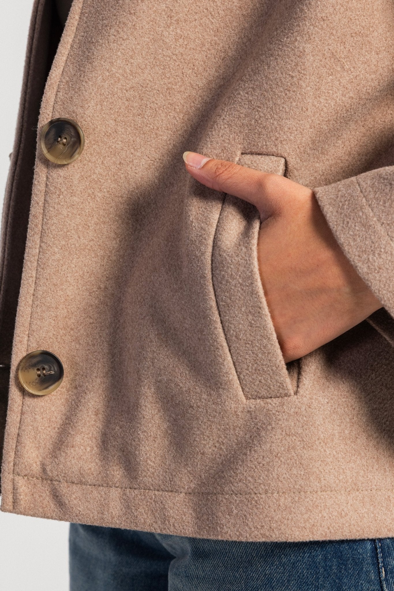 Jacket – Relaxed Fit Wool Beige Jacket CIZARO - Cizaro Jeans