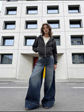 Extreme Wide-Leg – Mid-Rise Deep Vintage Blue Jeans Extreme Wide Leg CIZARO - Cizaro Jeans