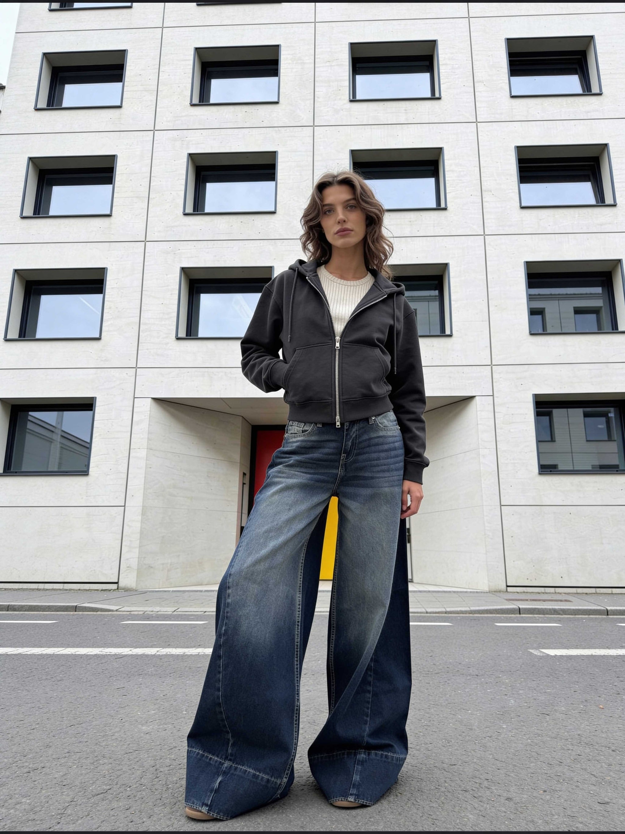 Extreme Wide-Leg – Mid-Rise Deep Vintage Blue Jeans Extreme Wide Leg CIZARO - Cizaro Jeans