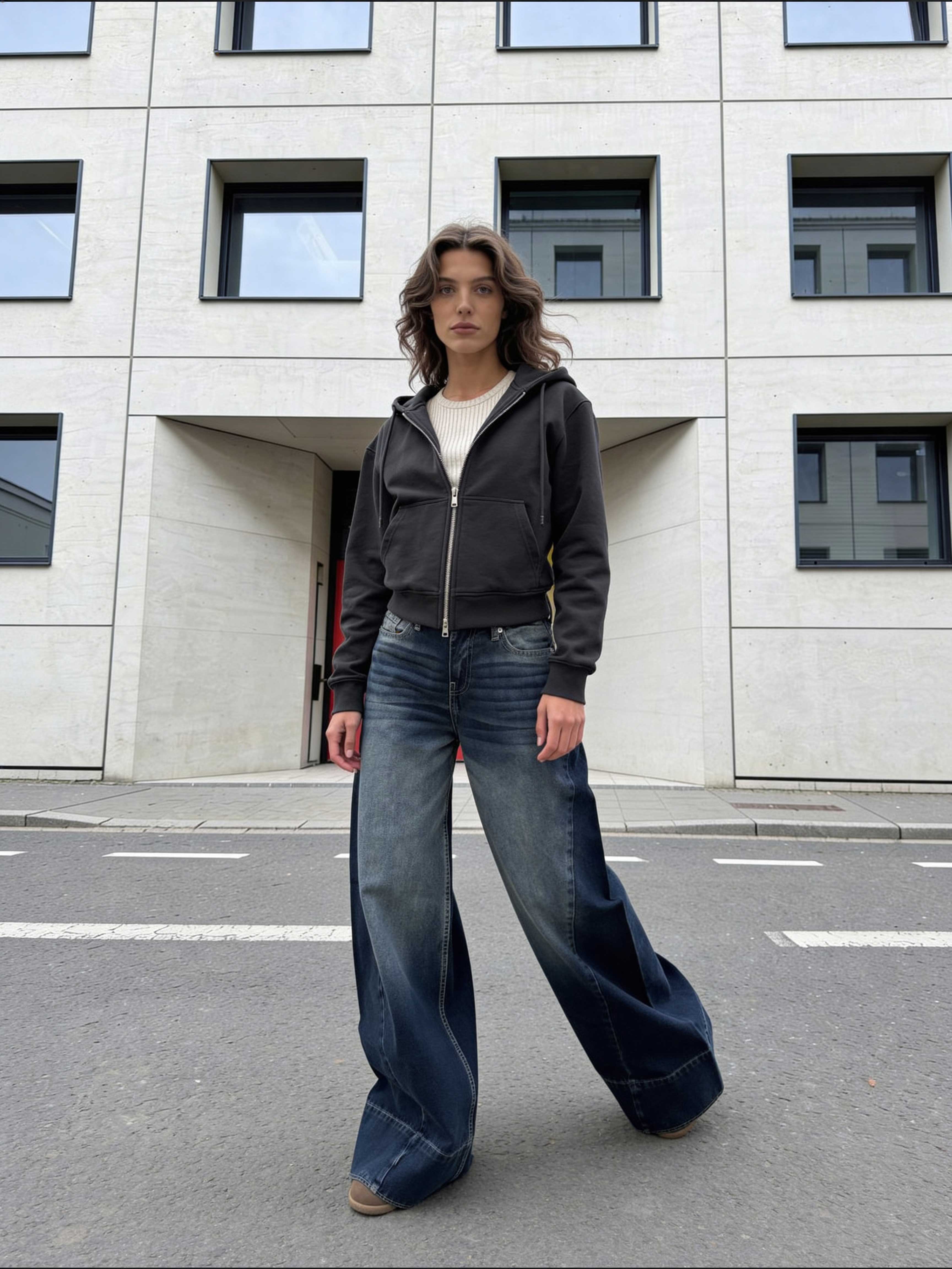 Extreme Wide-Leg – Mid-Rise Deep Vintage Blue Jeans