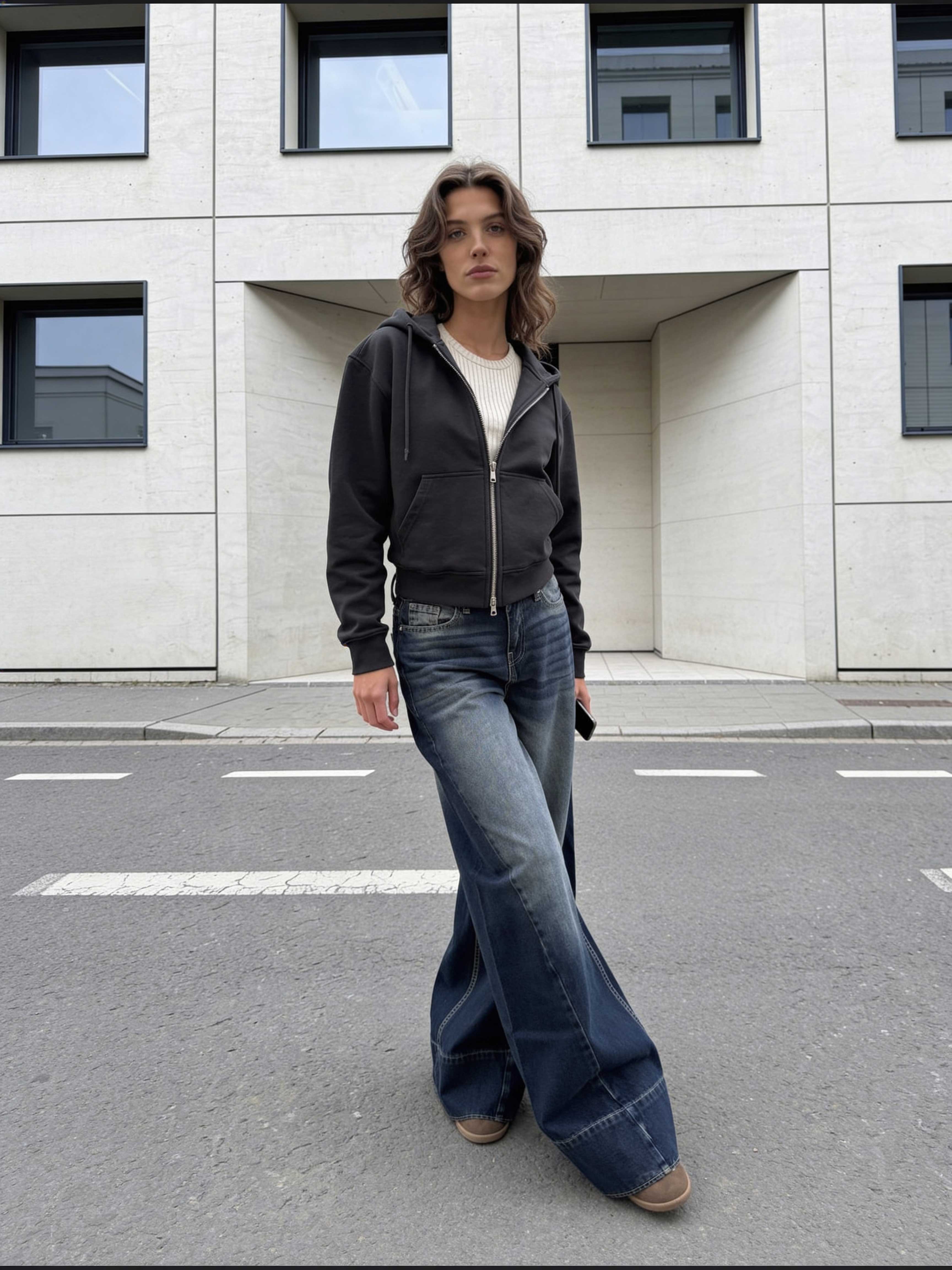 Extreme Wide-Leg – Mid-Rise Deep Vintage Blue Jeans