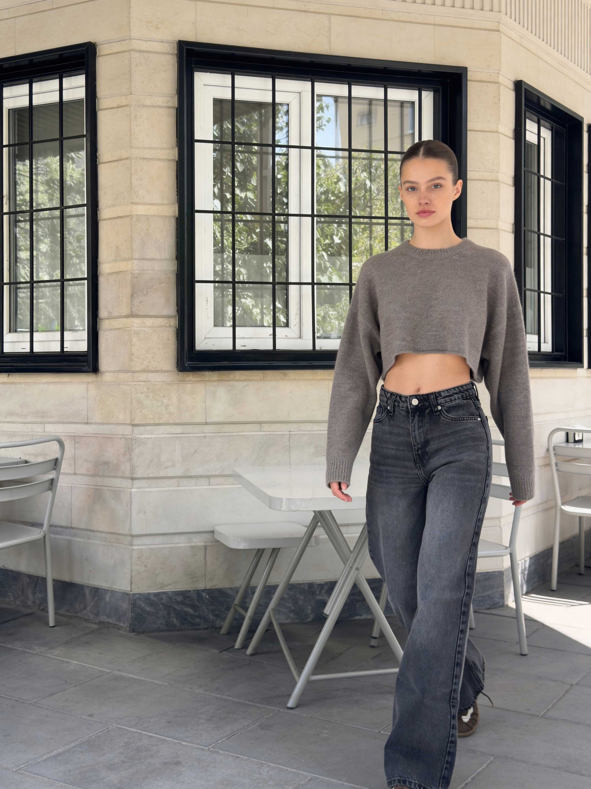 Wide-Leg – High-Waist Washed Black Jeans Wide Leg CIZARO - Cizaro Jeans