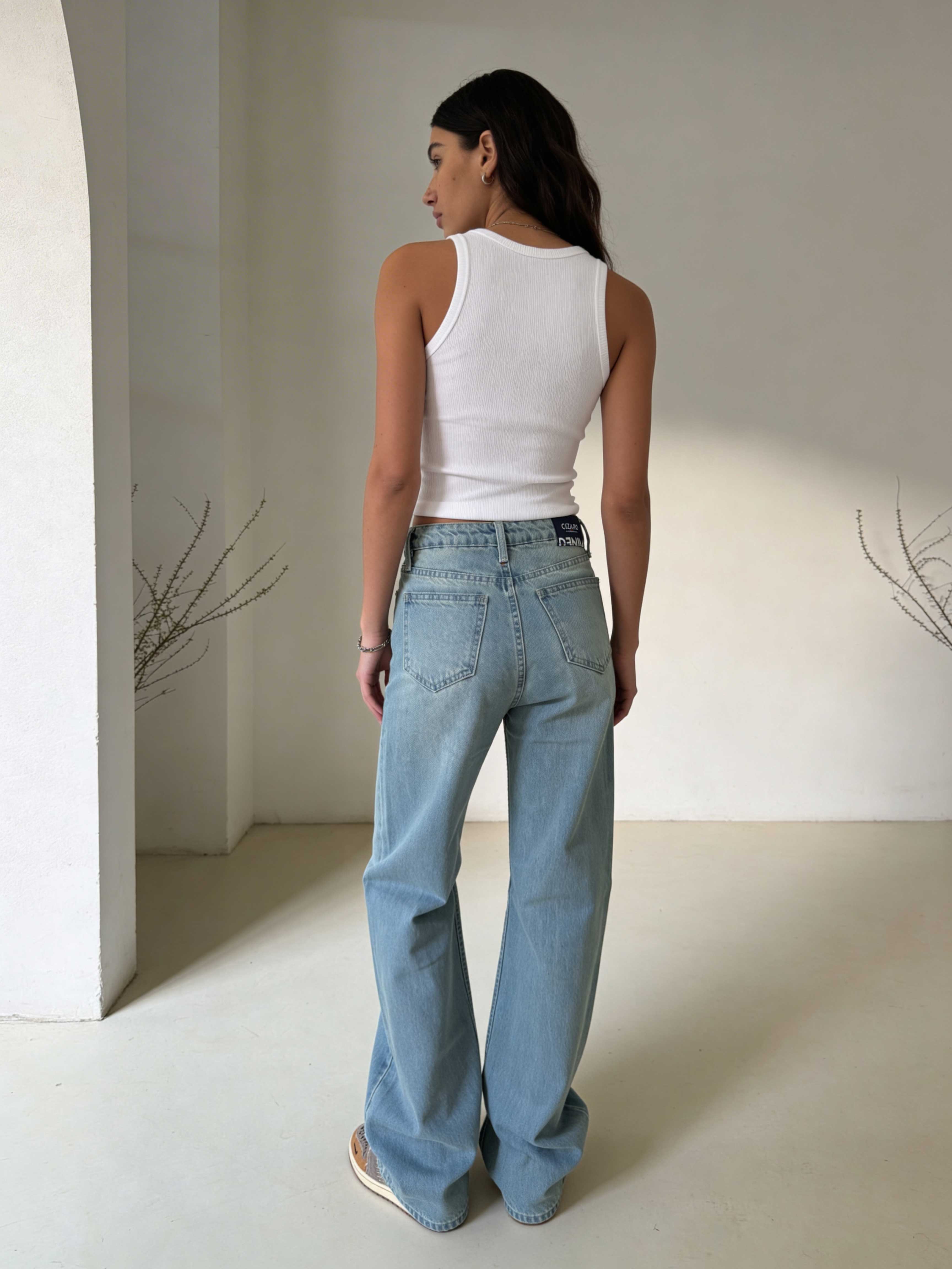 Wide leg High waist Light vintage blue jeans Wide Leg CIZARO - Cizaro Jeans