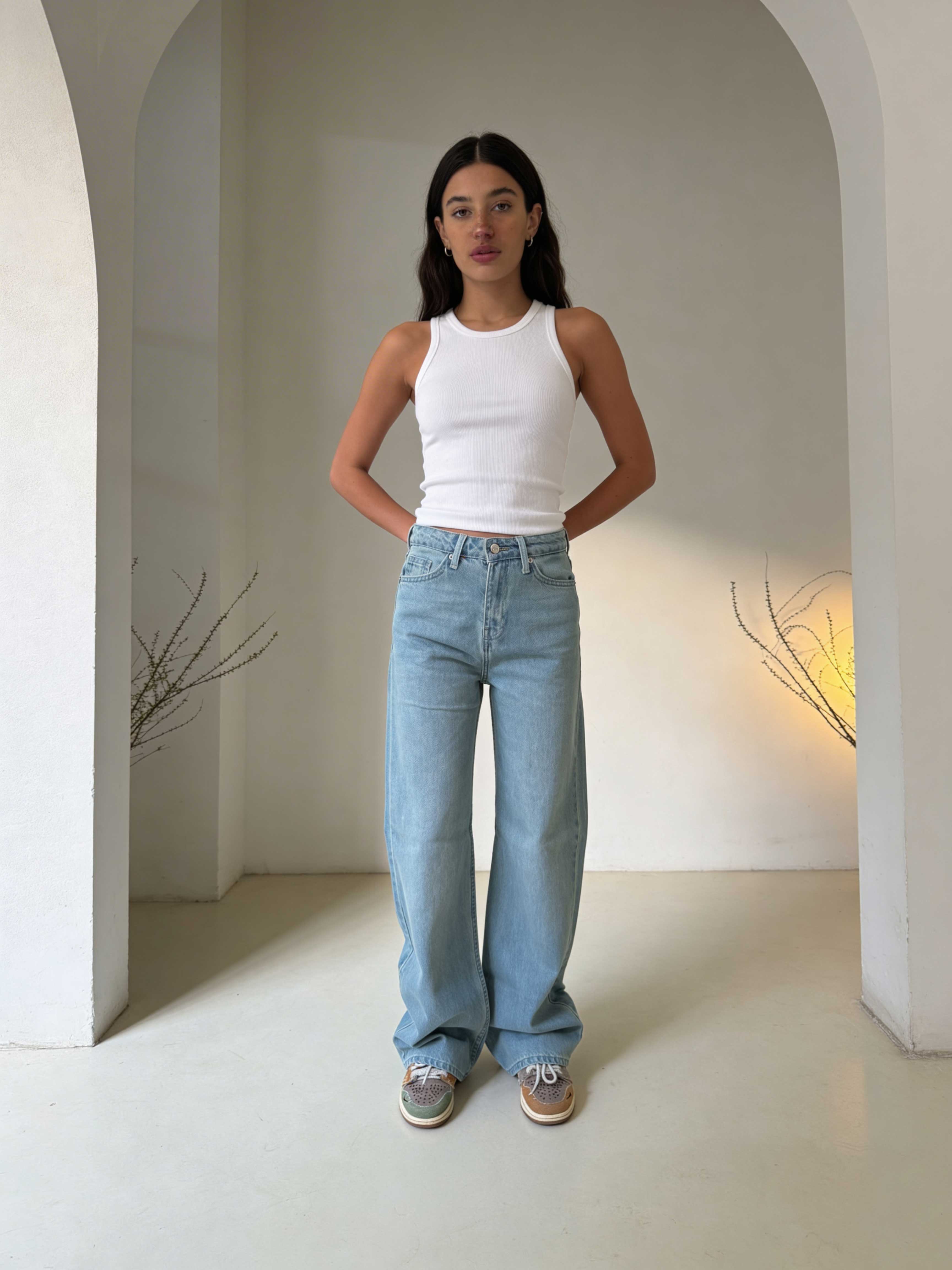 Wide leg High waist Light vintage blue jeans Wide Leg CIZARO - Cizaro Jeans