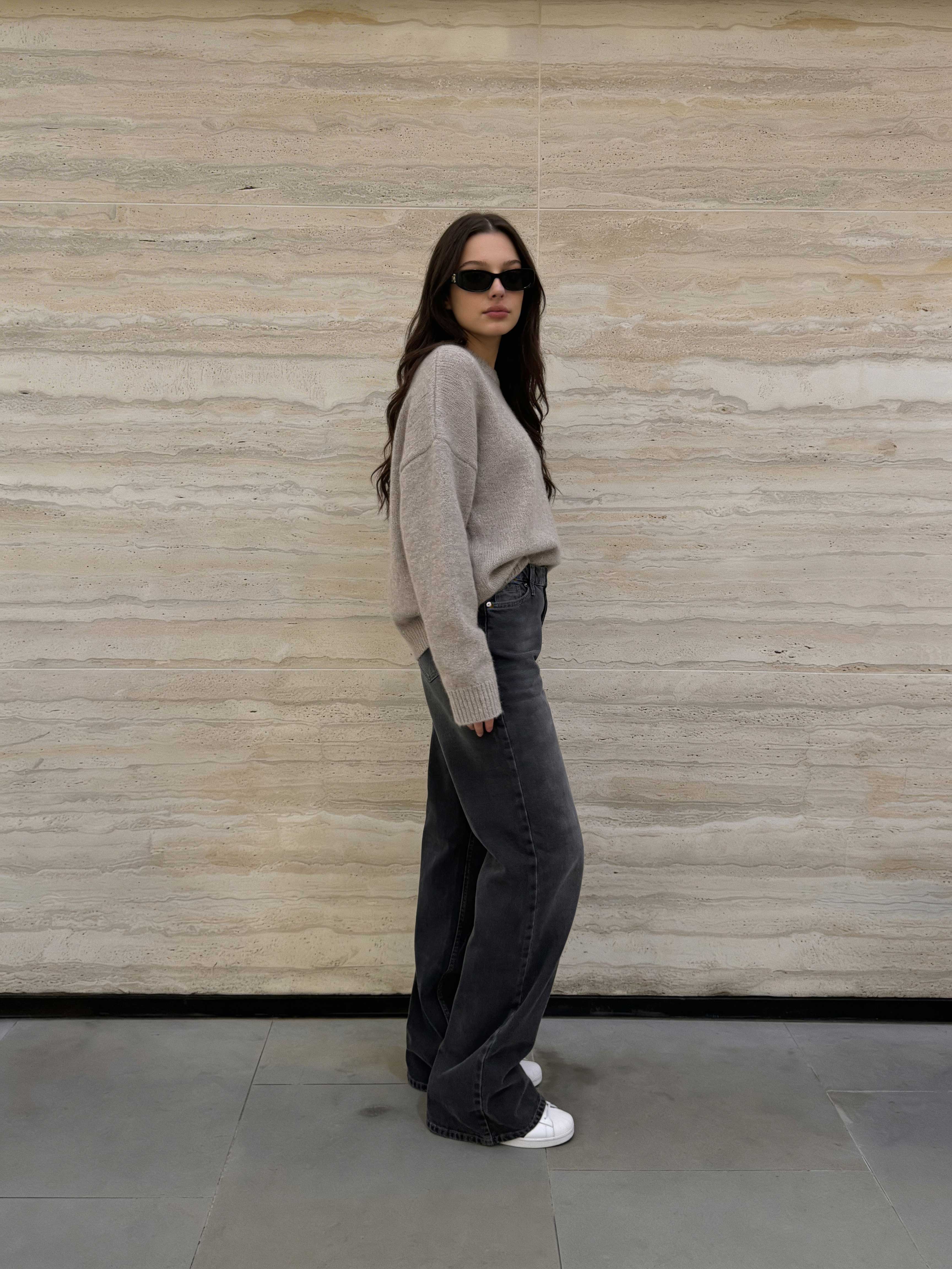 Wide-Leg – High-Waist Washed Black Jeans Wide Leg CIZARO - Cizaro Jeans