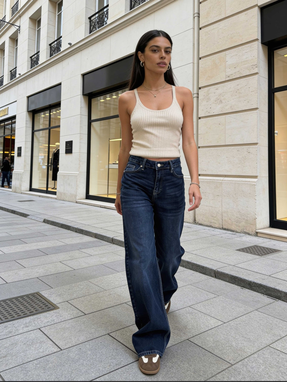 Wide-Leg – High-Waist Deep Ocean Blue Jeans Wide-Leg CIZARO - Cizaro Jeans