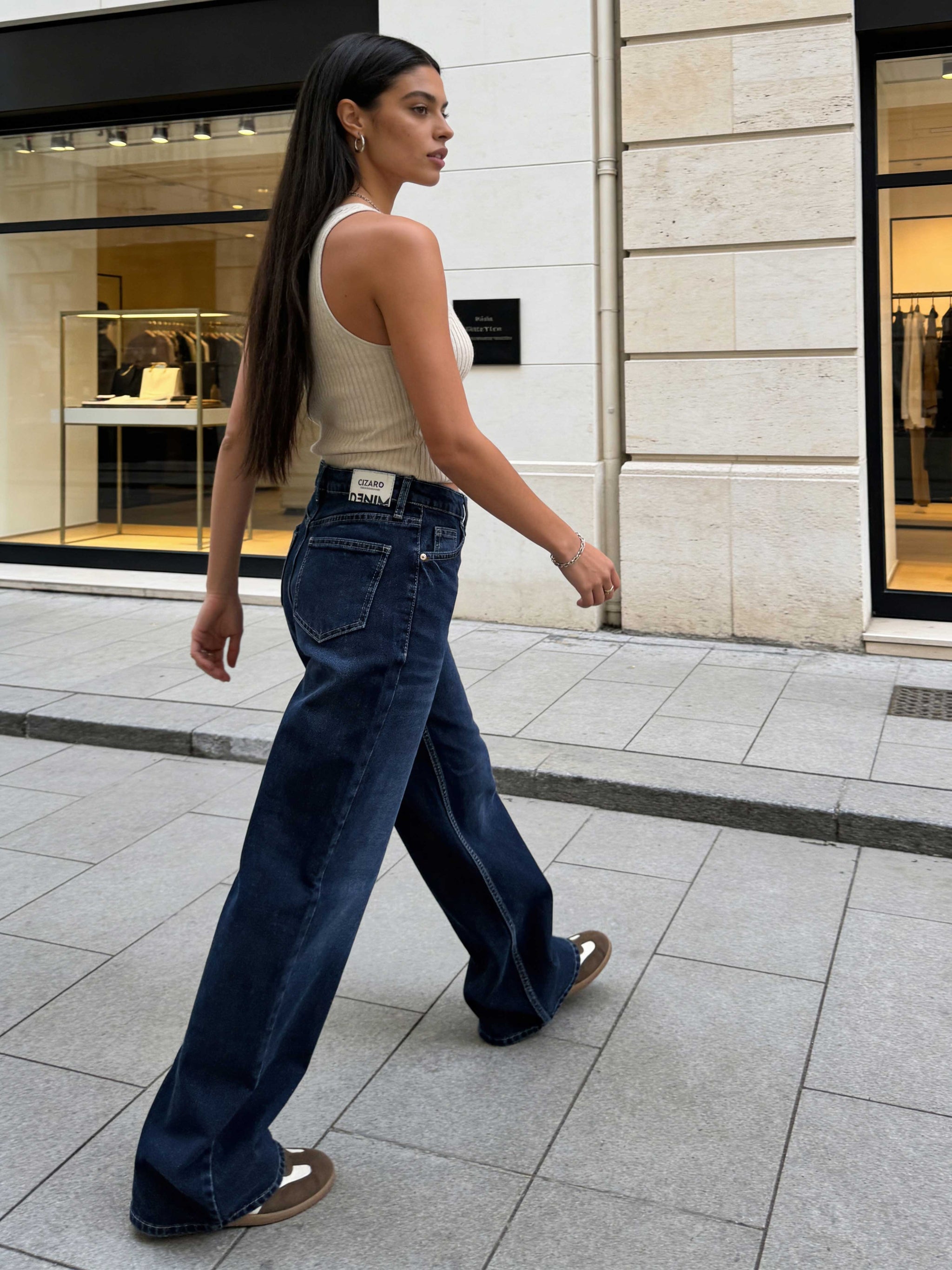 Wide-Leg – High-Waist Deep Ocean Blue Jeans Wide-Leg CIZARO - Cizaro Jeans