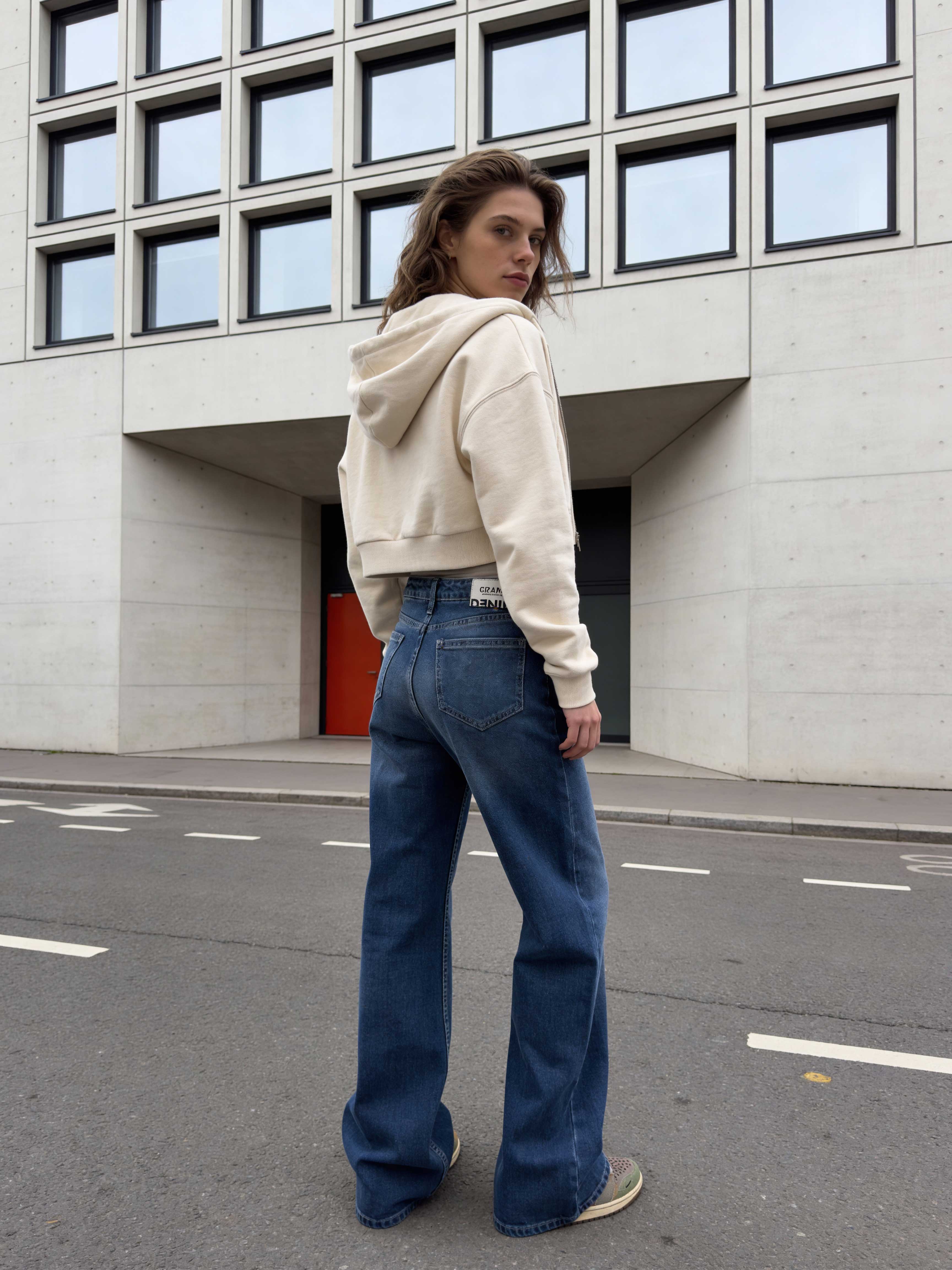 Wide-Leg – High-Waist Ocean Blue Jeans Wide Leg CIZARO - Cizaro Jeans