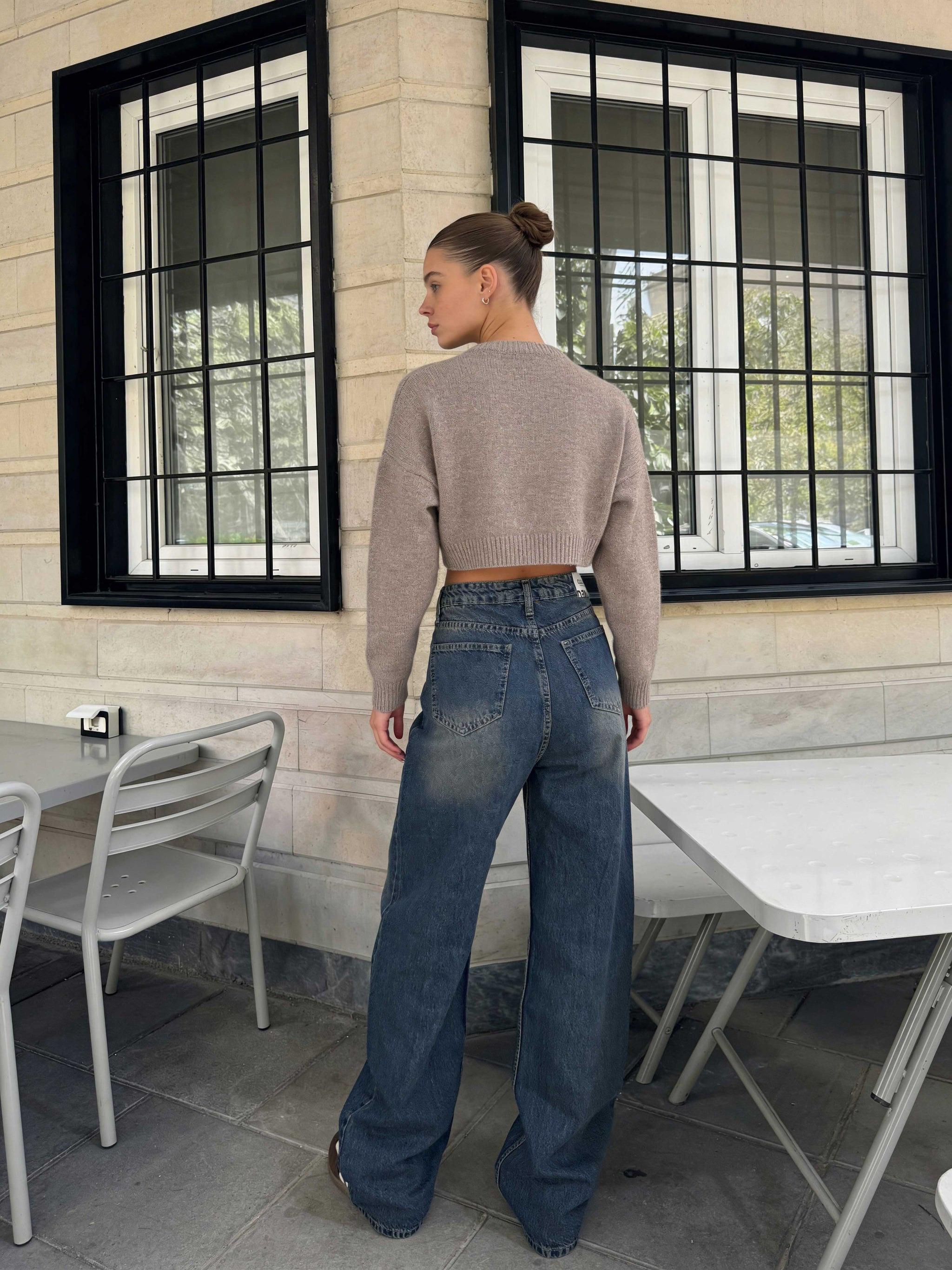 Crossover Wide-Leg – High-Waist Mid Vintage Blue Jeans Wide leg CIZARO - Cizaro Jeans