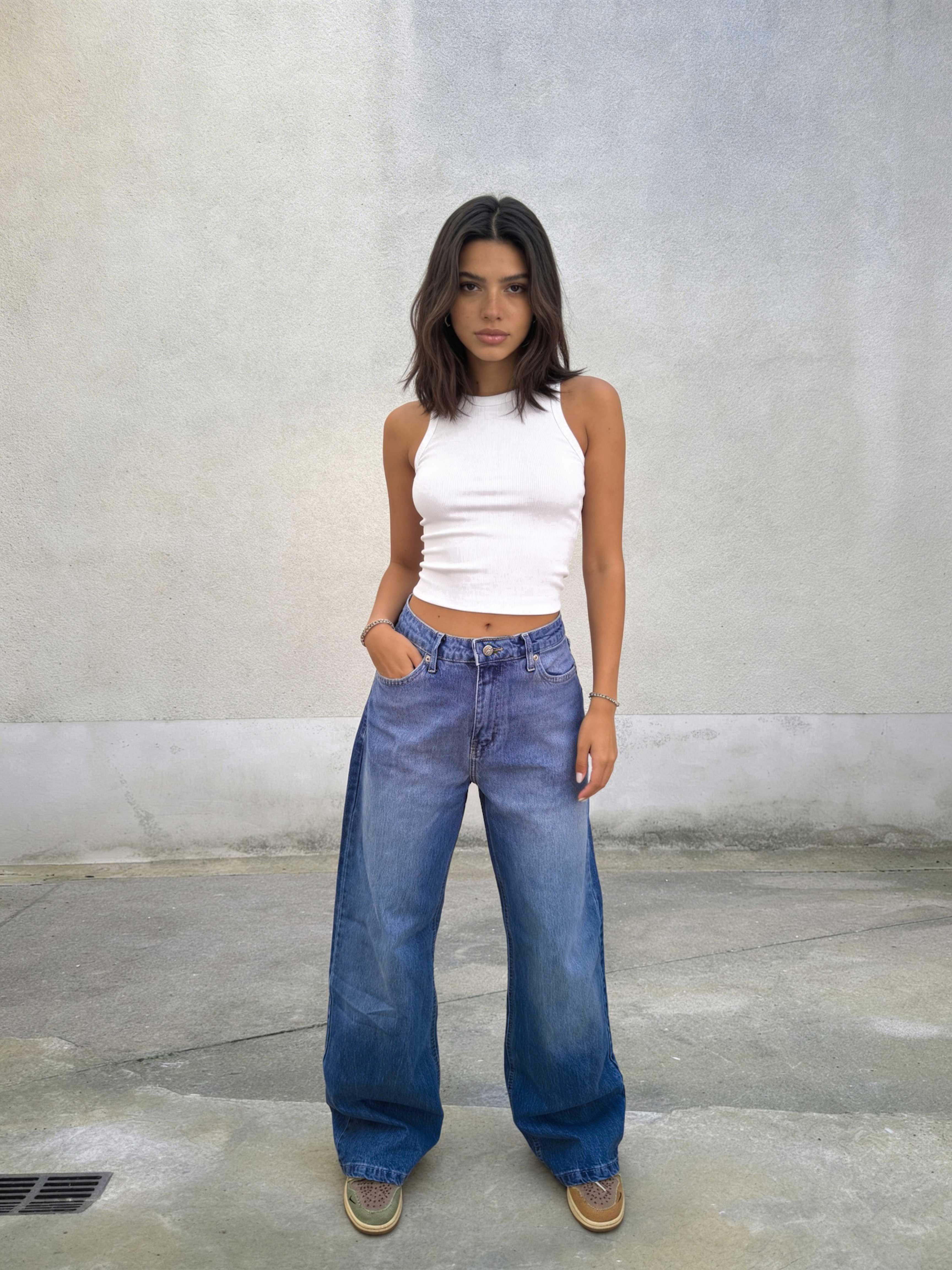 Ultra Comfort Wide-Leg – High-Waist Vibrant Blue Jeans